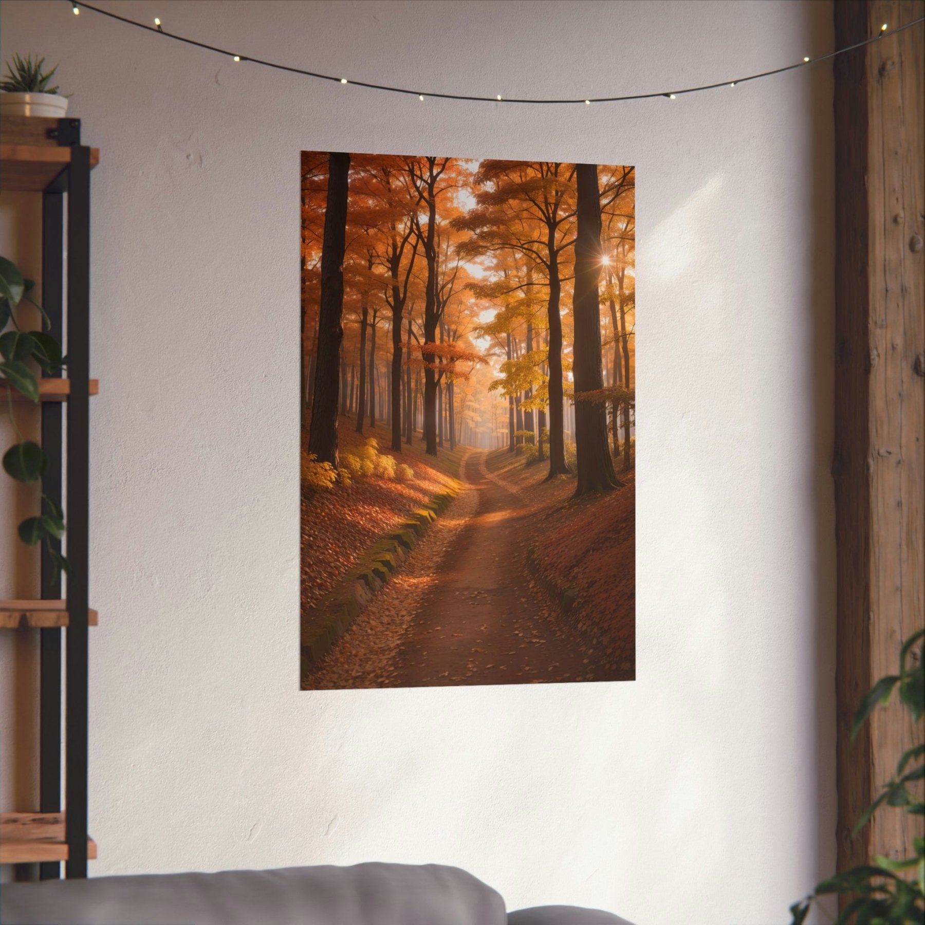 Poster print of Forest scene in the season of Fall Autumn hung on a wall | Janlyn's Crafts