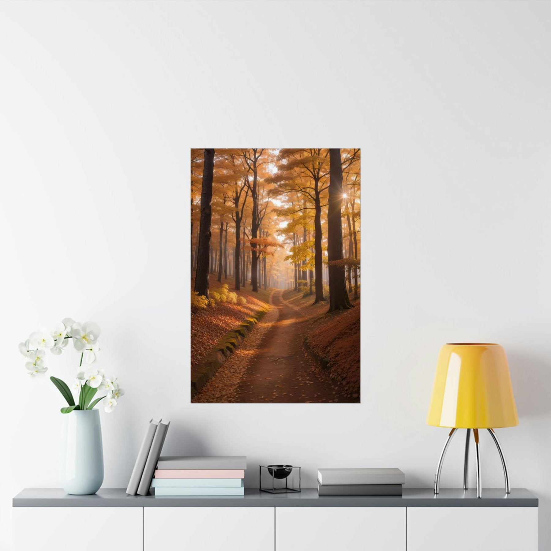 Poster print of Forest scene in the season of Fall Autumn hung on a wall | Janlyn's Crafts