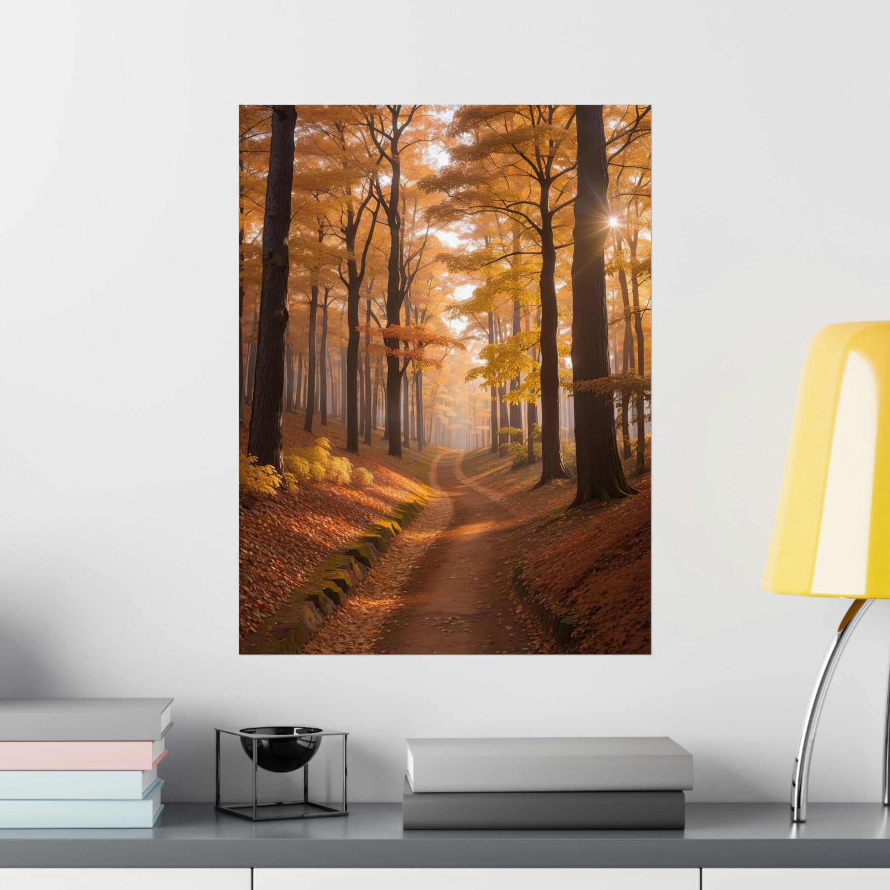 Poster print of Forest scene in the season of Fall Autumn hung on a wall | Janlyn's Crafts