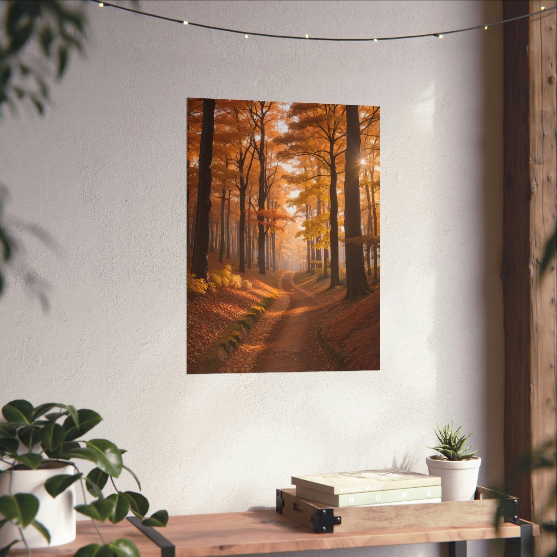 Poster print of Forest scene in the season of Fall Autumn hung on a wall | Janlyn's Crafts