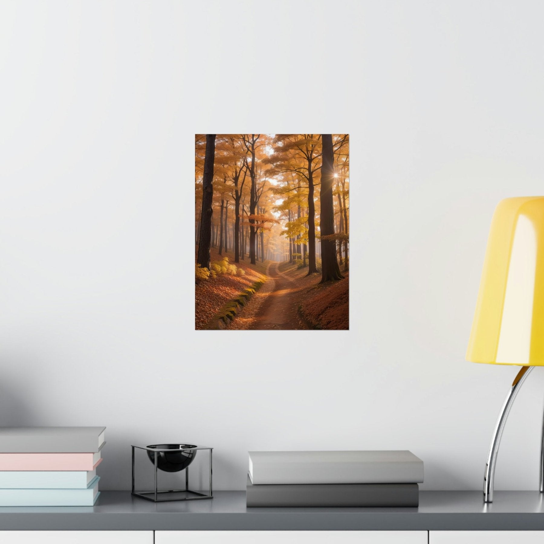 Poster print of Forest scene in the season of Fall Autumn hung on a wall | Janlyn's Crafts