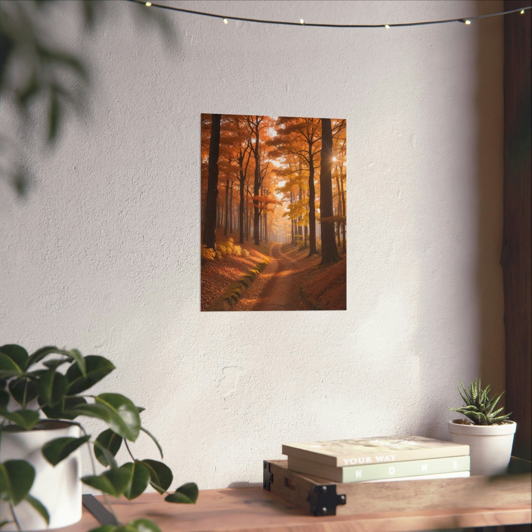 Poster print of Forest scene in the season of Fall Autumn hung on a wall | Janlyn's Crafts