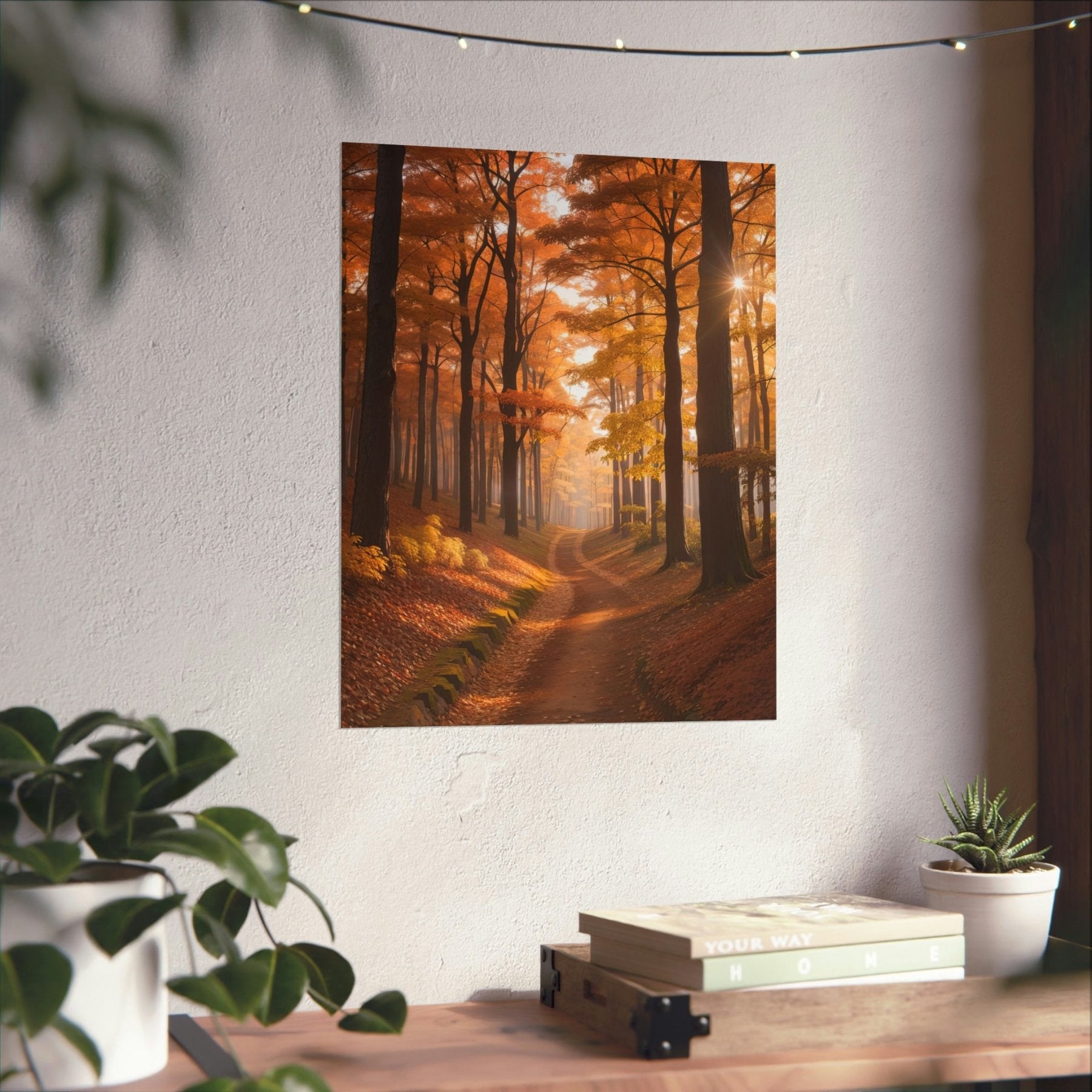 Poster print of Forest scene in the season of Fall Autumn hung on a wall | Janlyn's Crafts