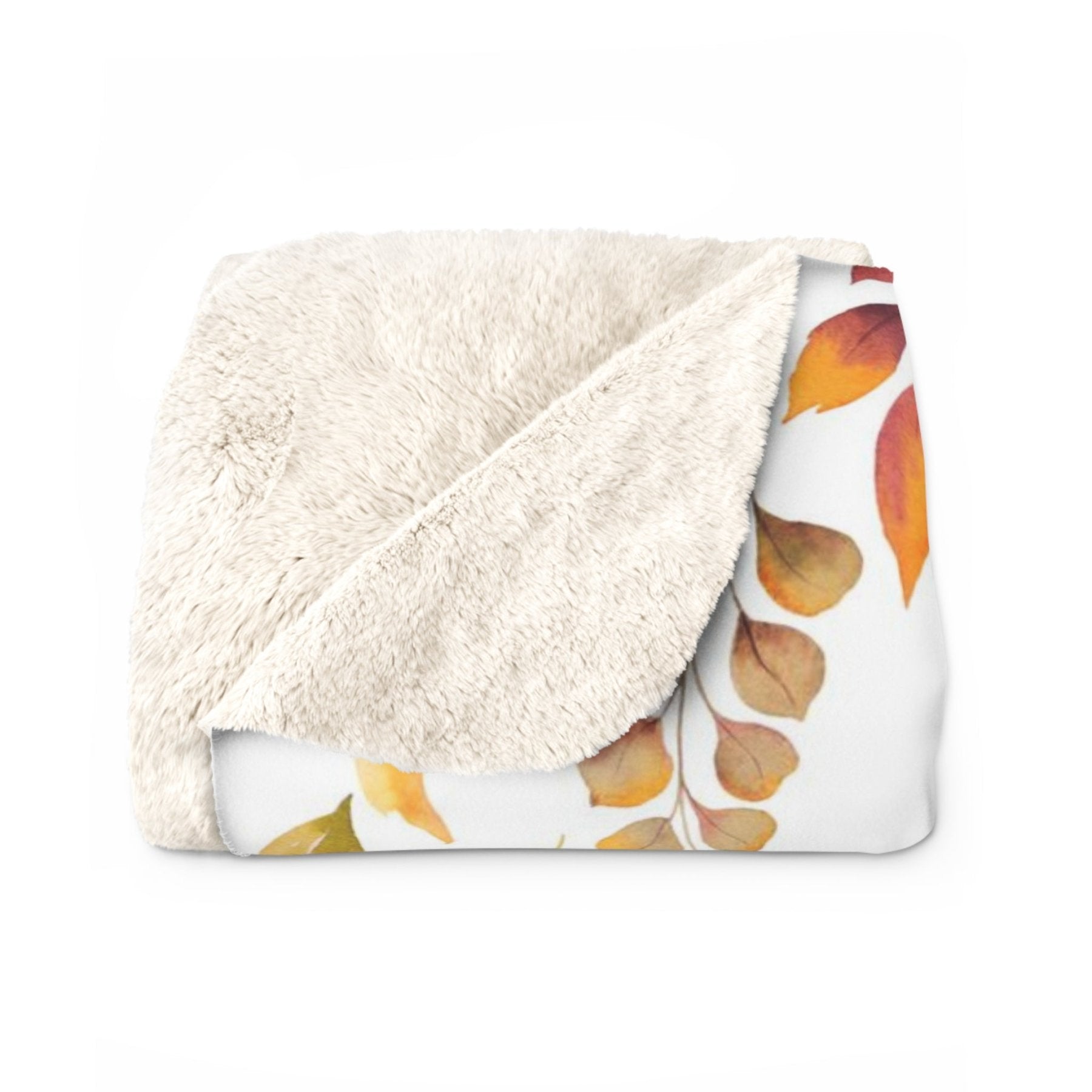 Fleece Blanket throw Fall words autumn leaves showing blanket material detail | Janlyn's Crafts