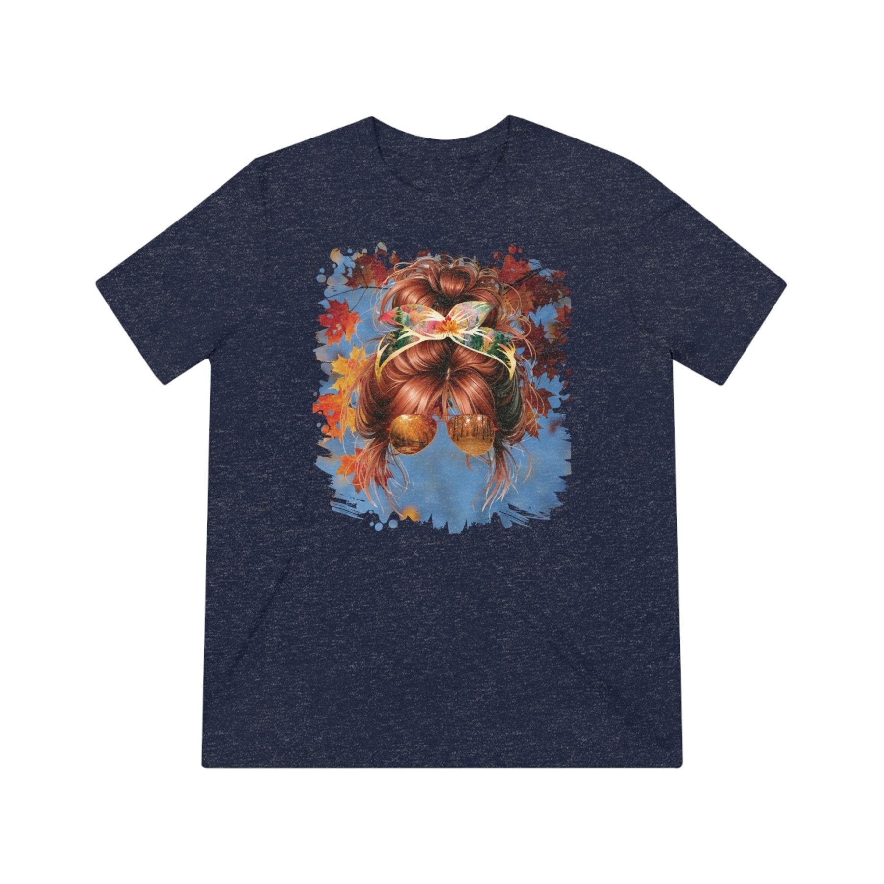 Fall Sky, Red Hair Messy Bun, Unisex Triblend T - Shirt - Janlyn's Crafts