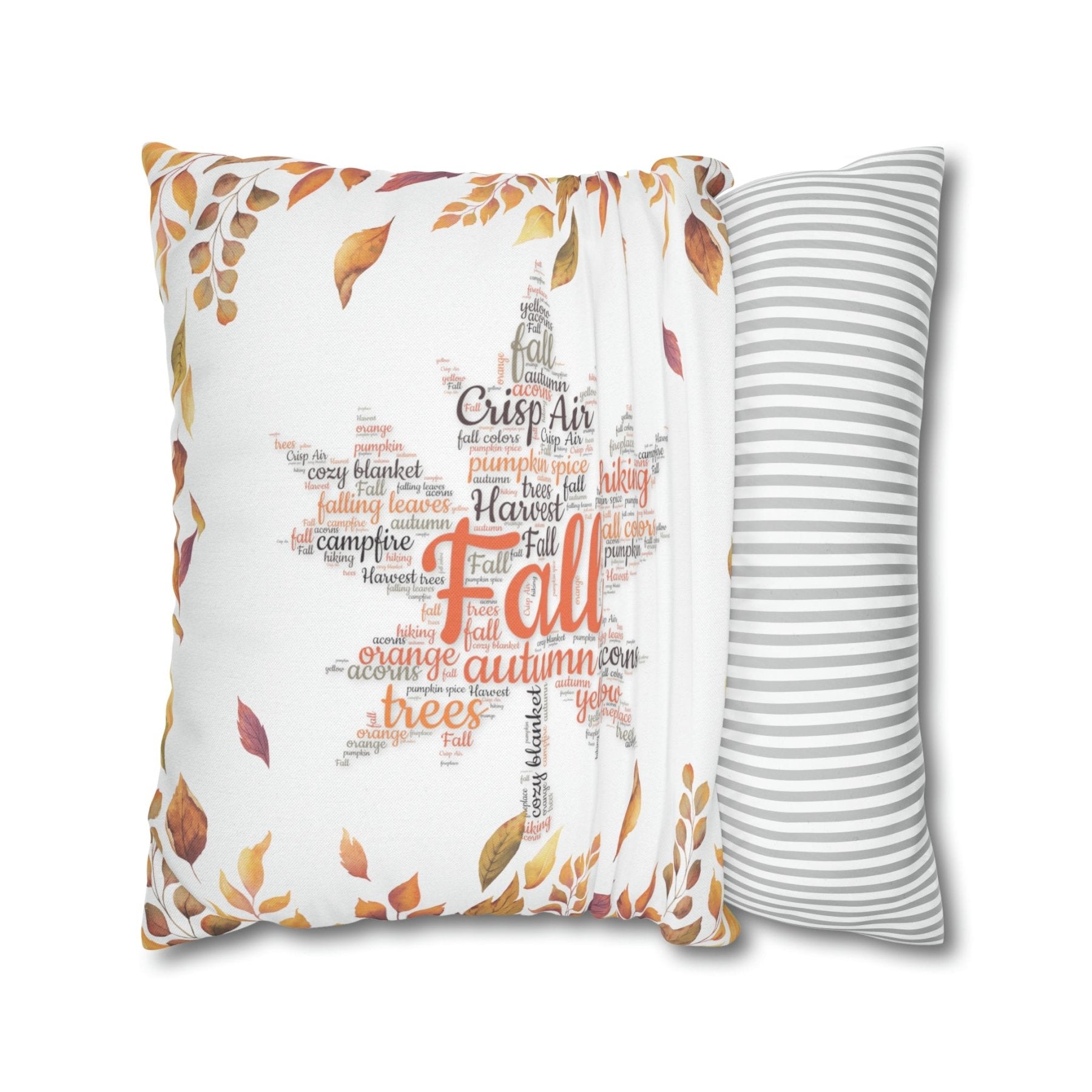 Square Throw Pillow Cover Case Fall Autumn Descriptive Words Depicting Pillow Insertion Removal | Janlyn's Crafts