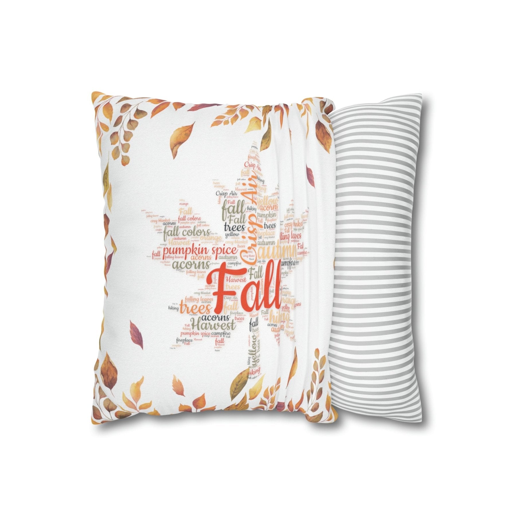 Square Throw Pillow Cover Case Fall Autumn Descriptive Words Depicting Pillow Insertion Removal | Janlyn's Crafts