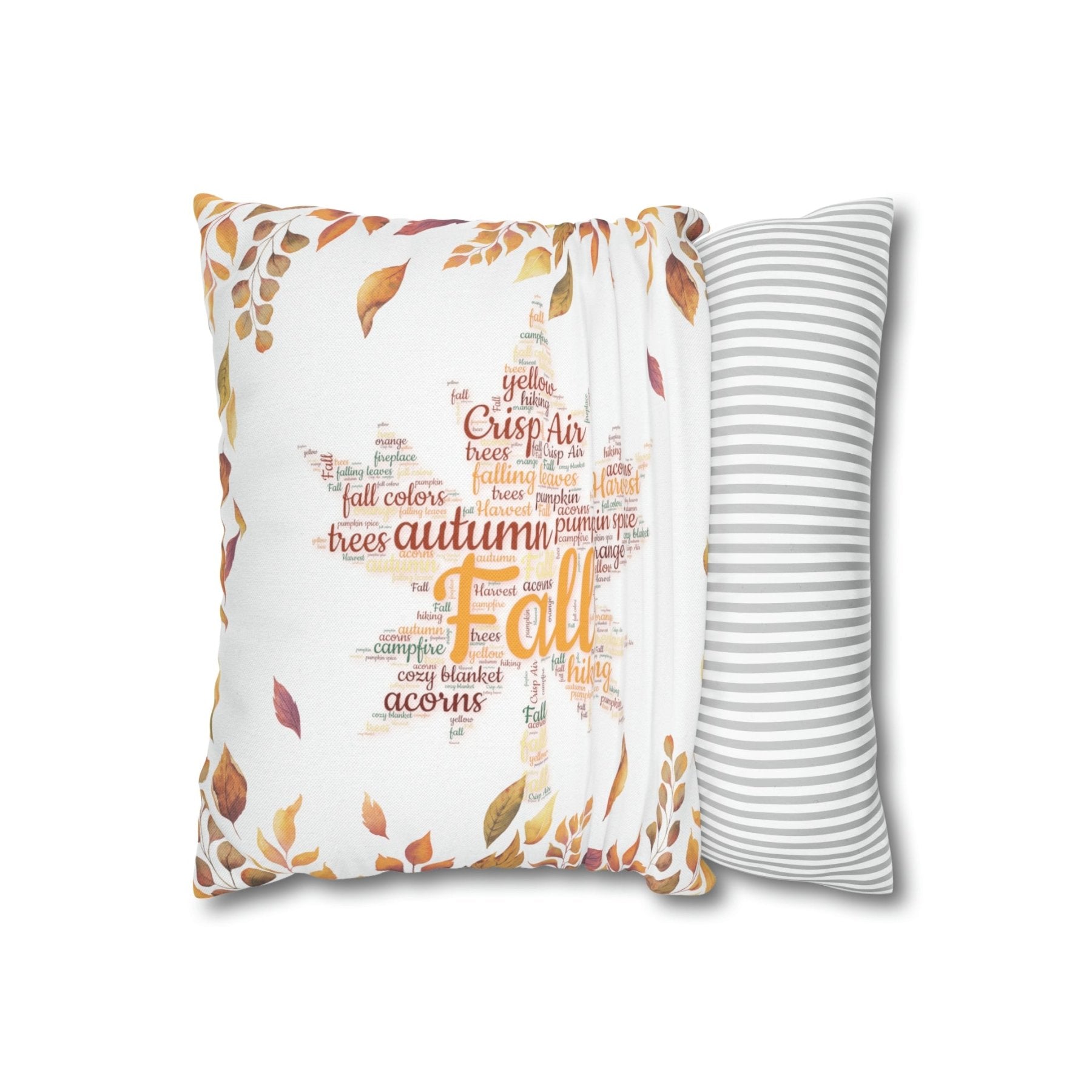 Square Throw Pillow Cover Case Fall Autumn Descriptive Words Depicting Pillow Insertion Removal | Janlyn's Crafts