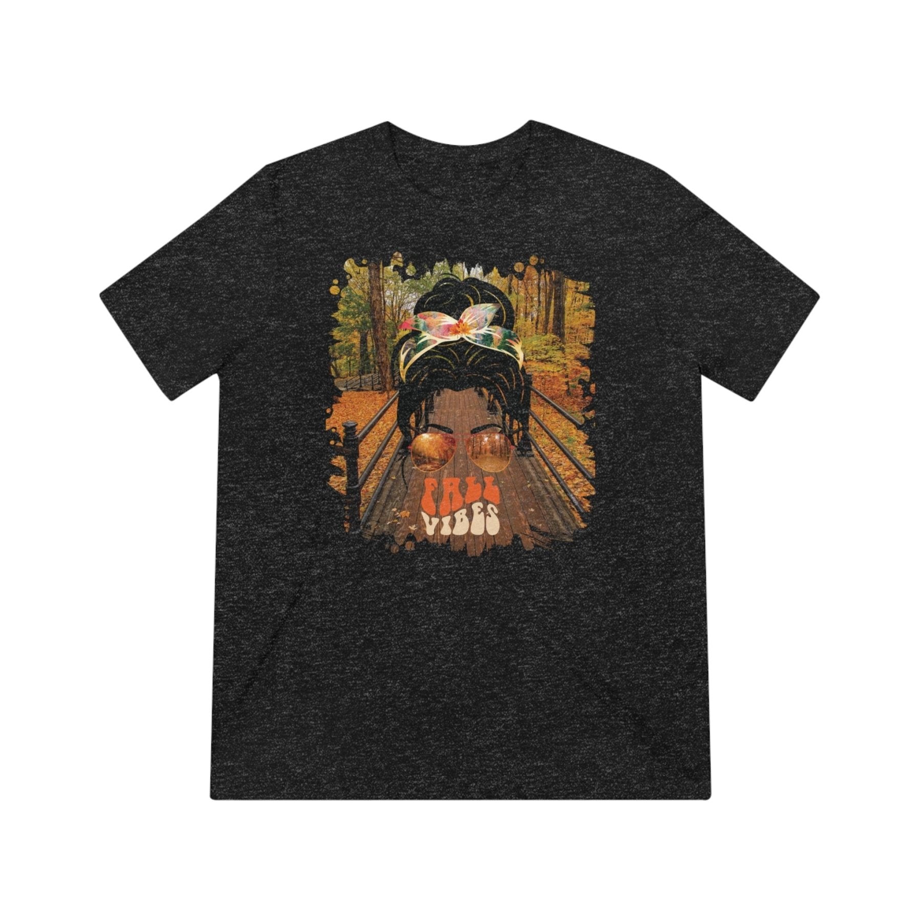 Fall Vibes Fall Hike, Dark Hair Messy Bun, Unisex Triblend T - Shirt - Janlyn's Crafts