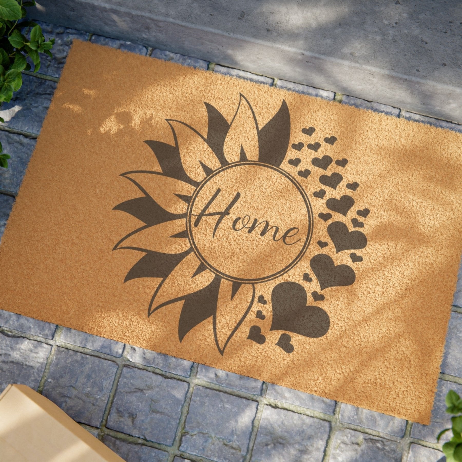 Flower & Hearts Coir 24 x 16" Doormat, Home - Janlyn's Crafts