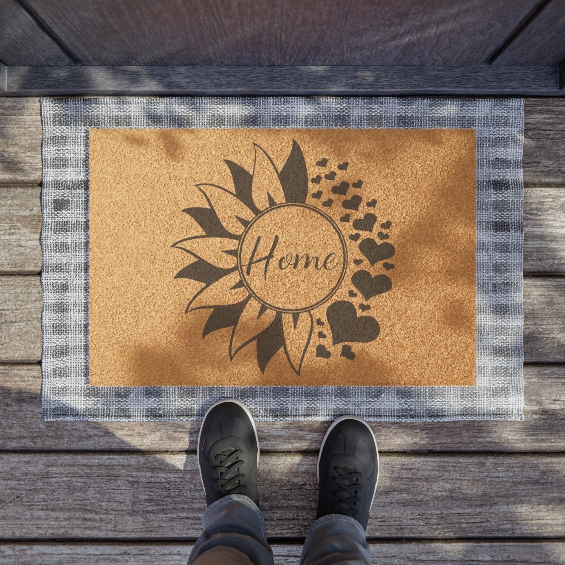 Flower & Hearts Coir 24 x 16" Doormat, Home - Janlyn's Crafts