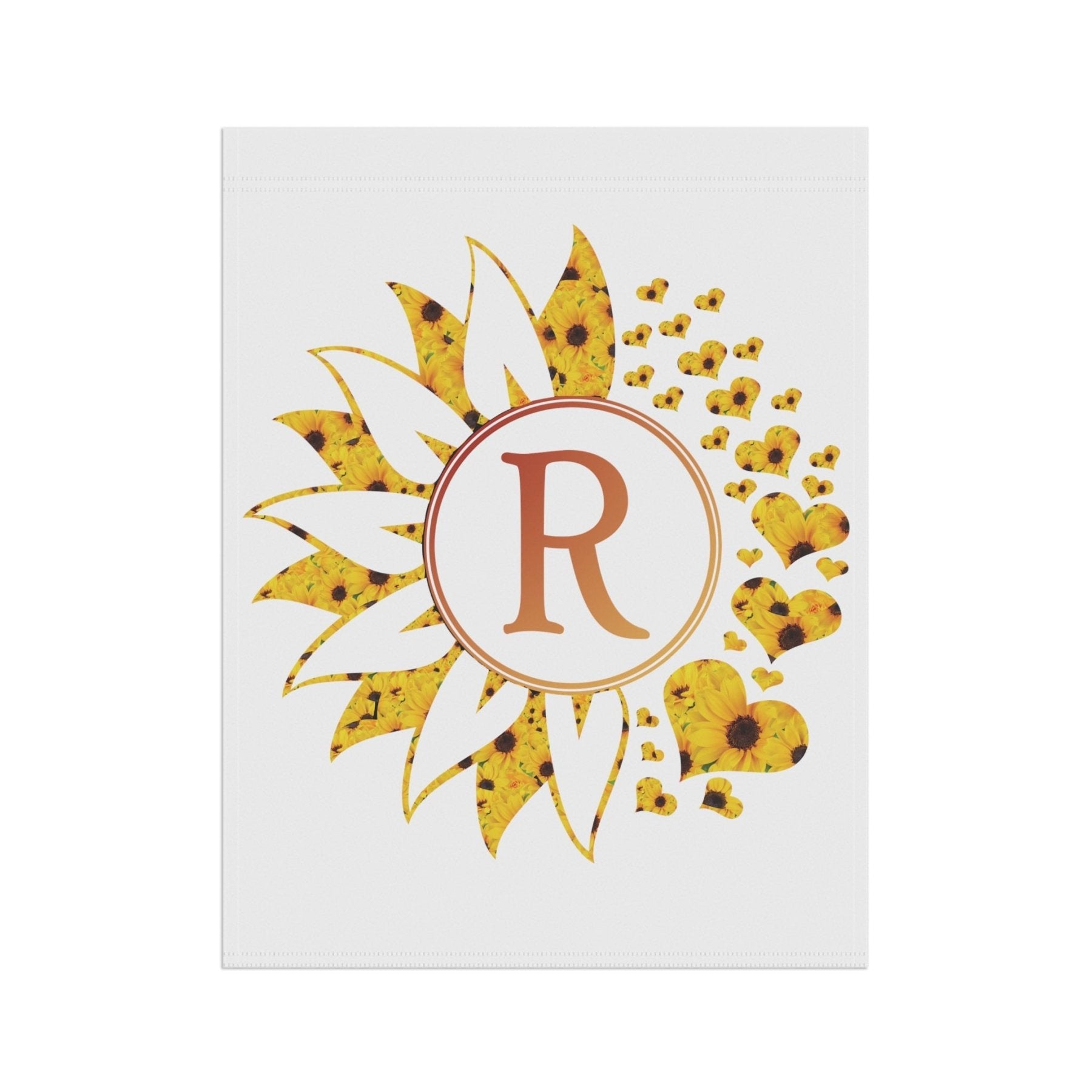 Flower & Hearts Garden, Lawn, House, Sunflowers Monogram Flag - Janlyn's Crafts