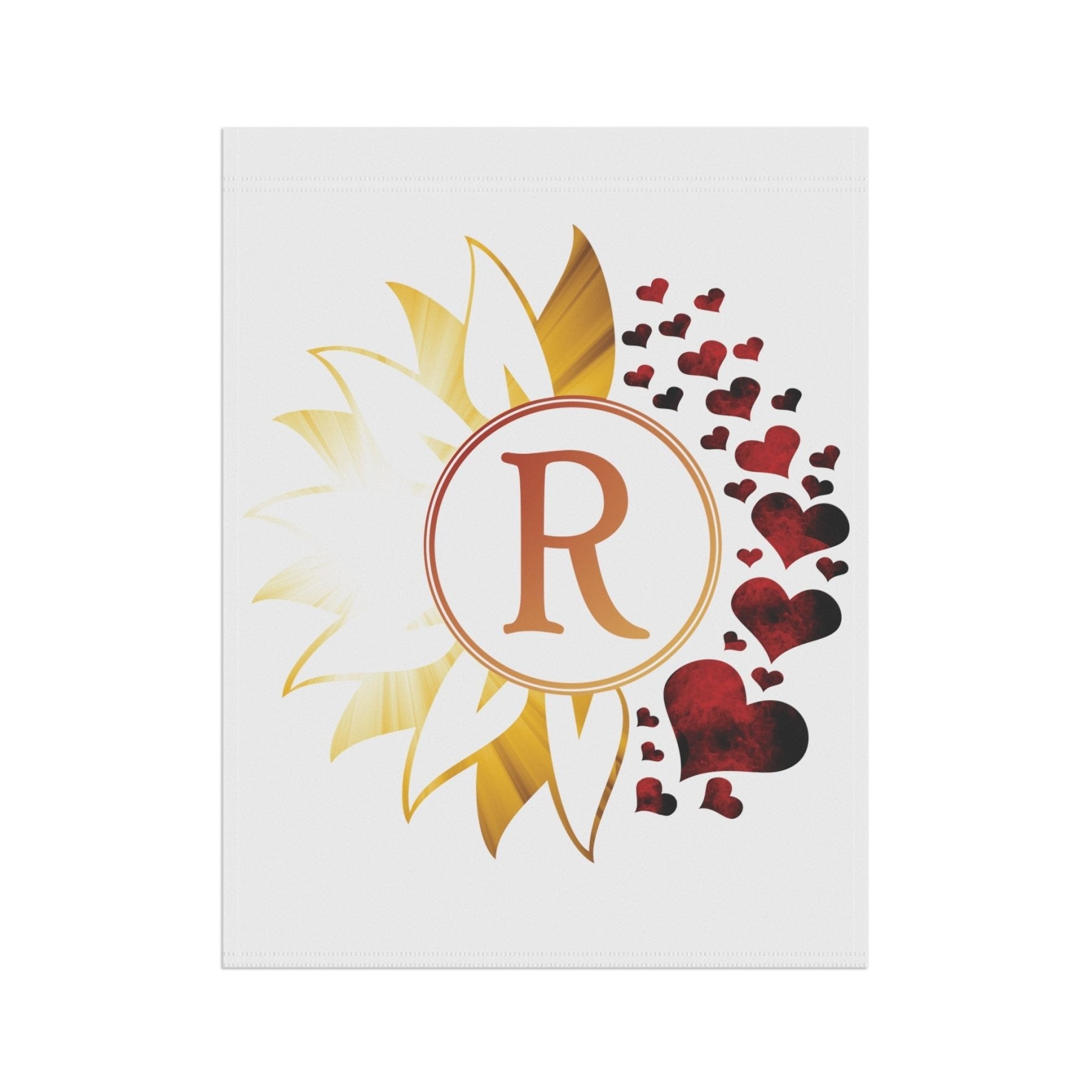 Flower & Hearts Garden, Lawn, House, Sunray & Red Hearts Monogram Flag - Janlyn's Crafts