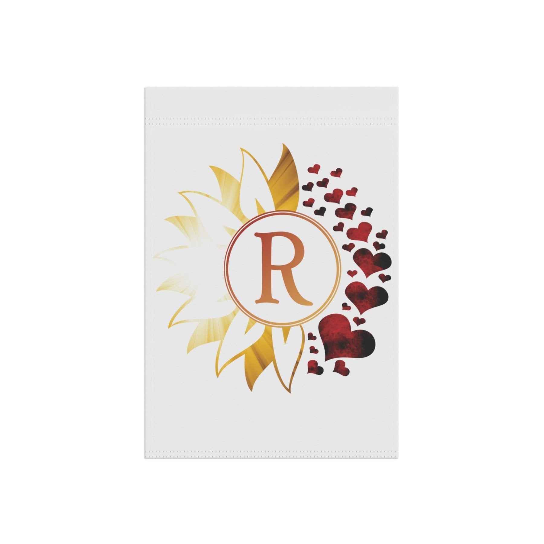 Flower & Hearts Garden, Lawn, House, Sunray & Red Hearts Monogram Flag - Janlyn's Crafts