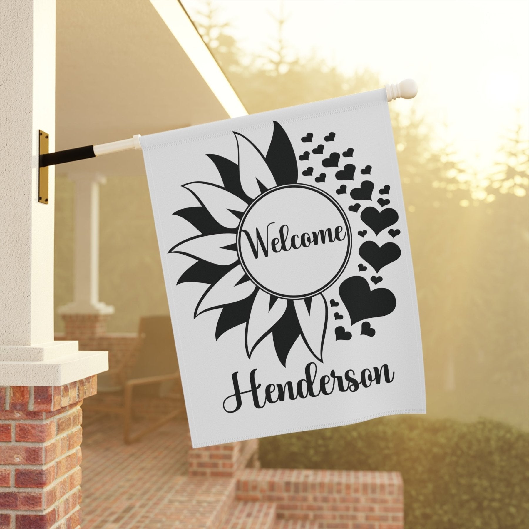 Flower & Hearts Garden, Lawn, House, Welcome Name - Janlyn's Crafts