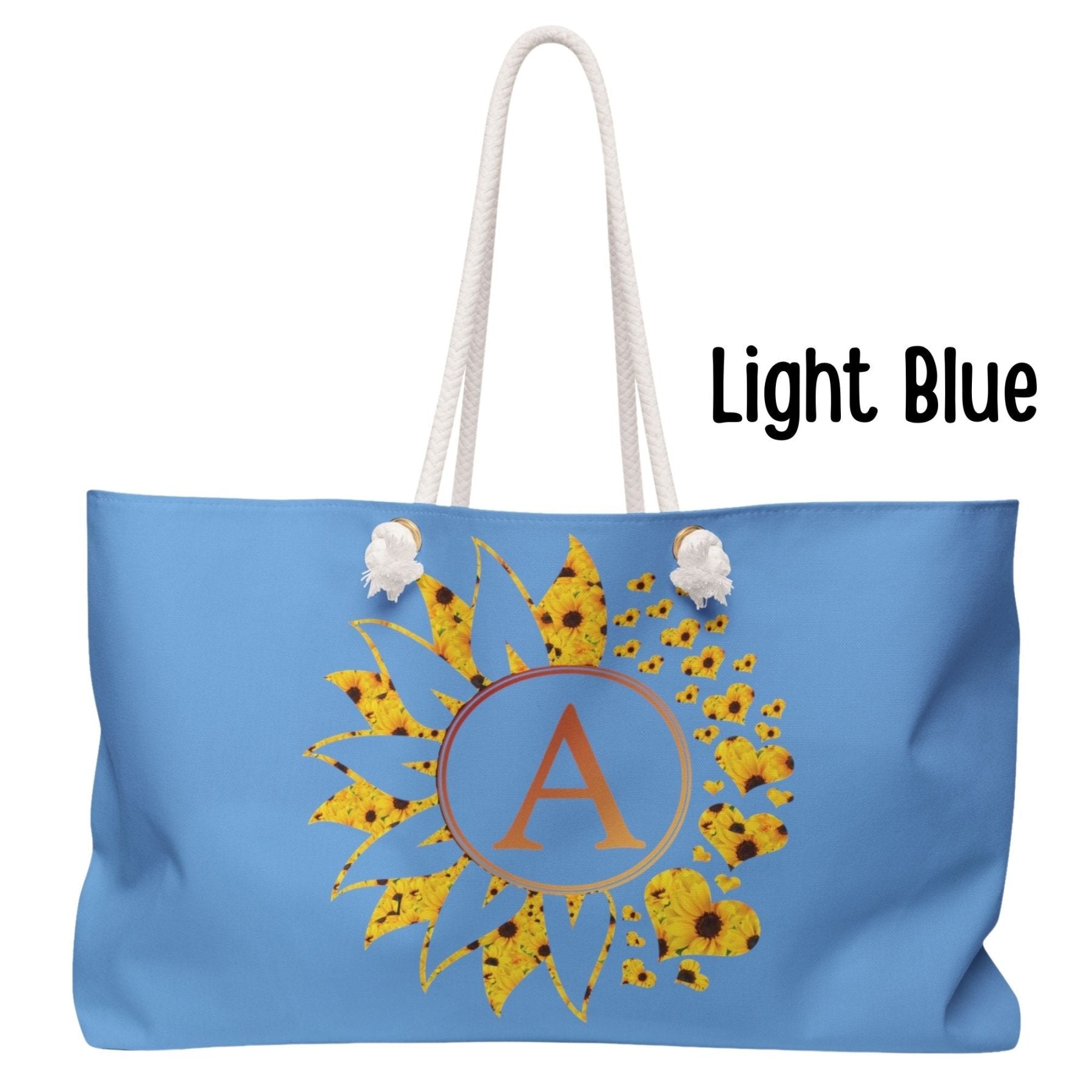 Flower & Hearts Personalized Monogram Weekender Bag, Sunflower All & Hearts - Janlyn's Crafts