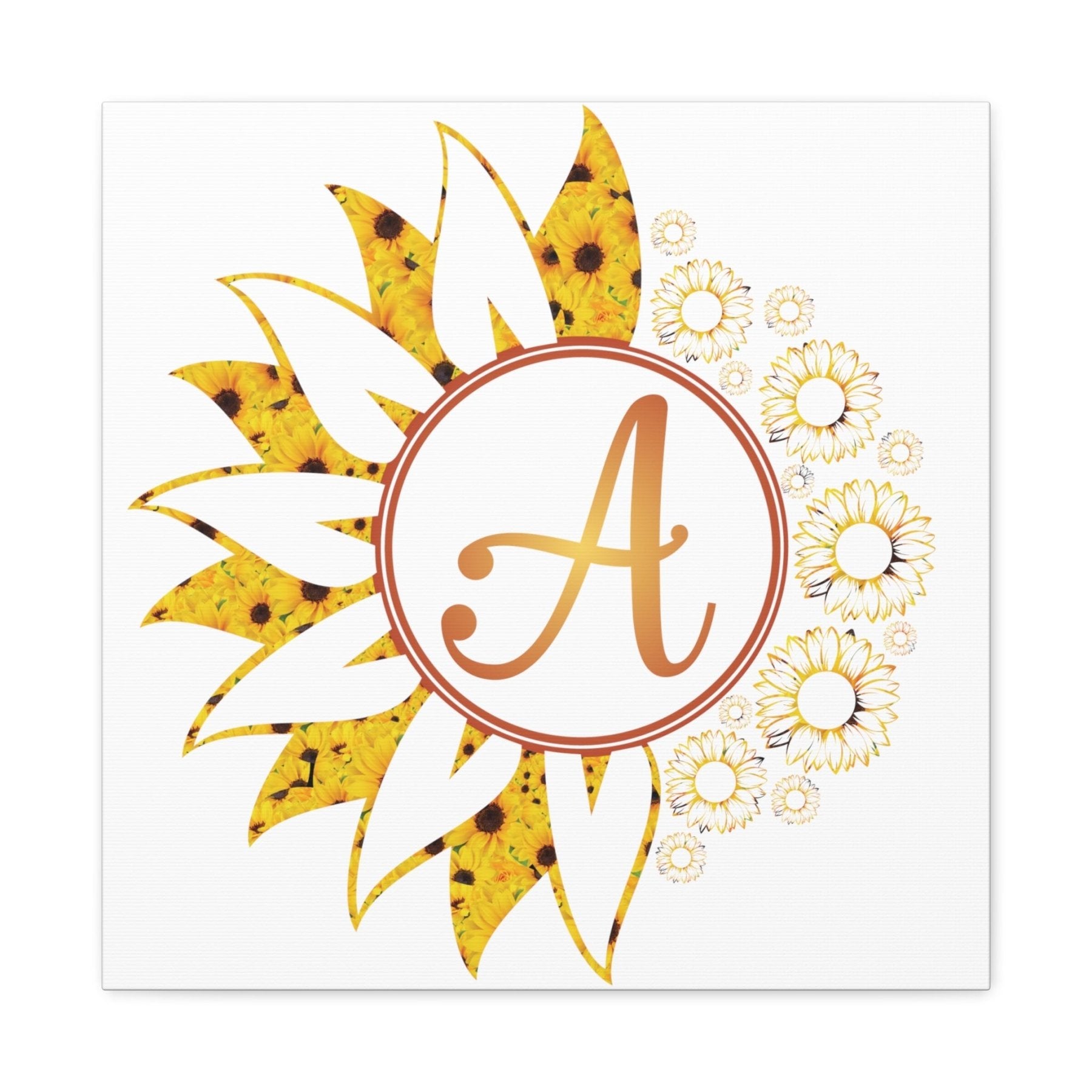 Flower & Sunflowers Personalized Monogram Canvas, Sunflowers Yellow - Janlyn's Crafts