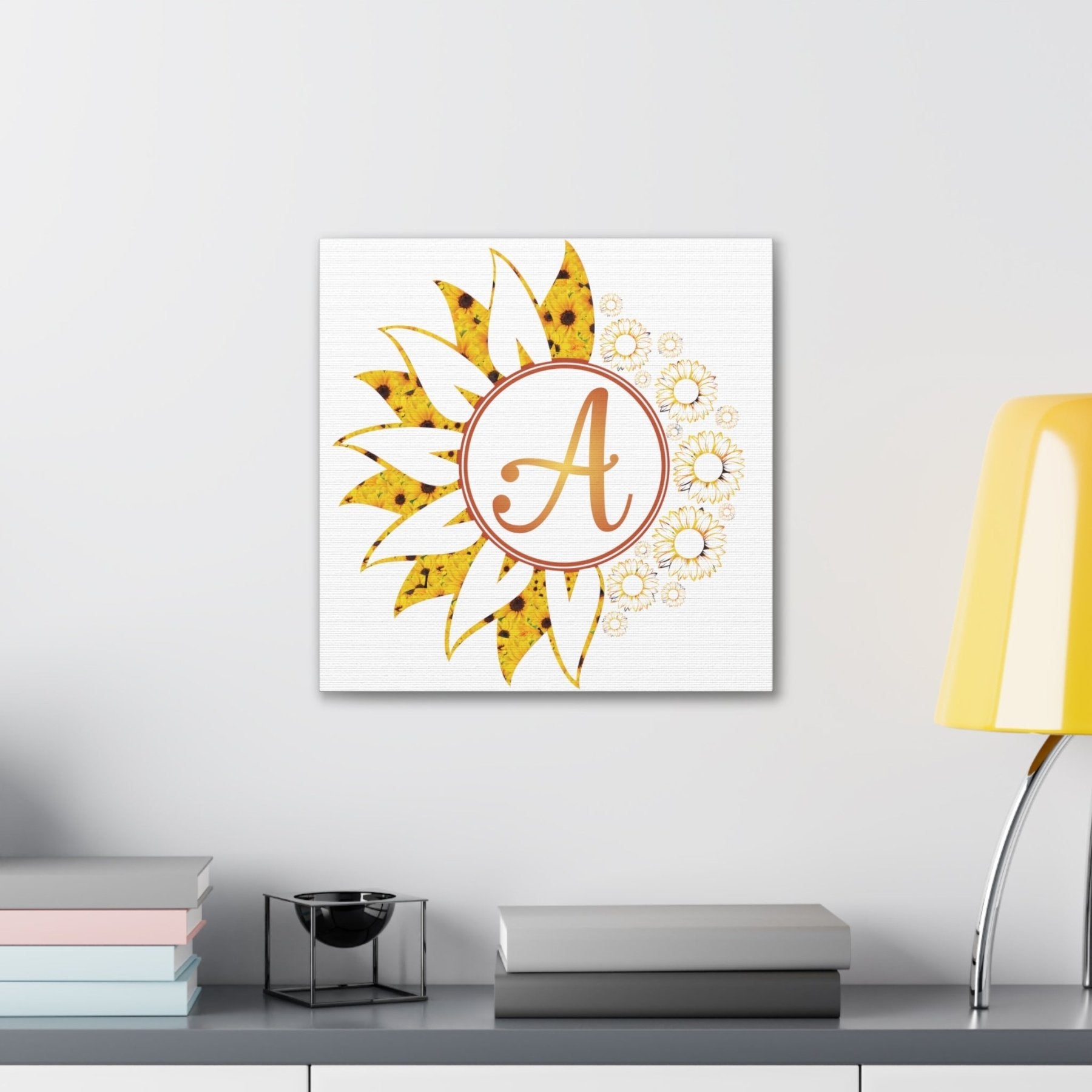 Flower & Sunflowers Personalized Monogram Canvas, Sunflowers Yellow - Janlyn's Crafts