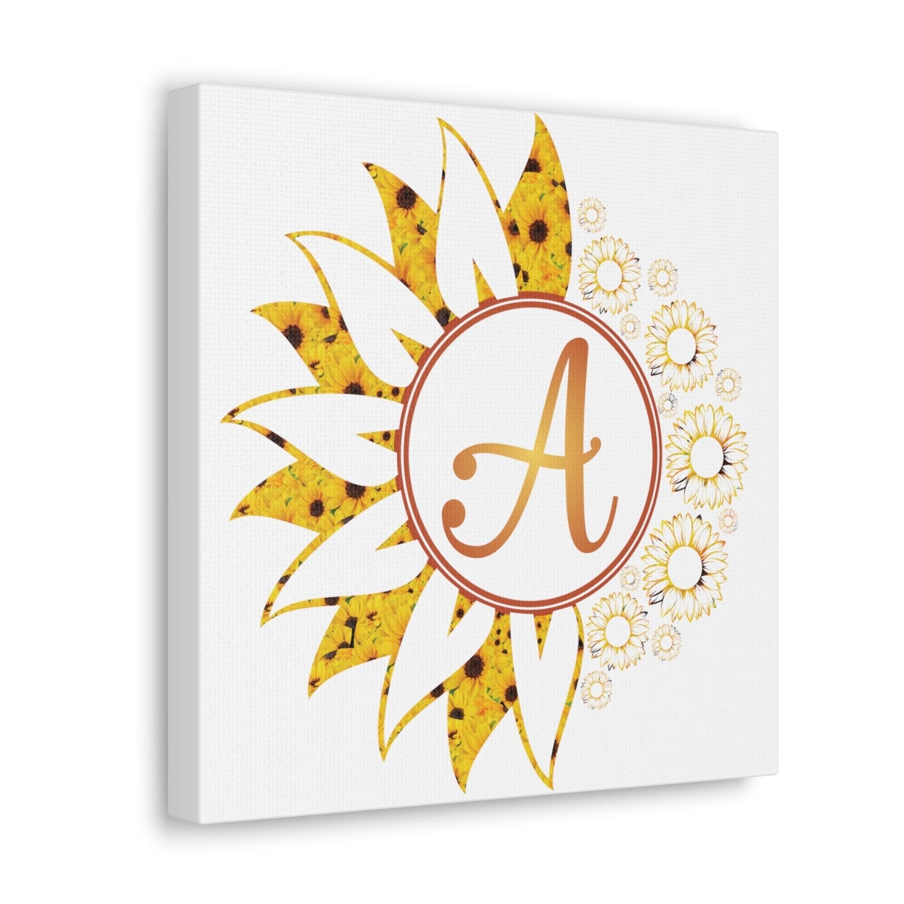 Flower & Sunflowers Personalized Monogram Canvas, Sunflowers Yellow - Janlyn's Crafts