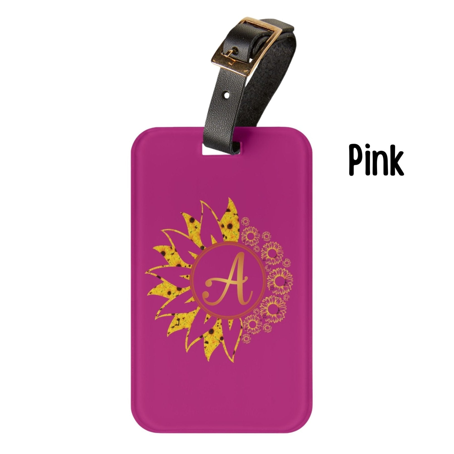 Flower & Sunflowers Personalized Monogram Luggage Tag, Yellow Sunflowers - Janlyn's Crafts