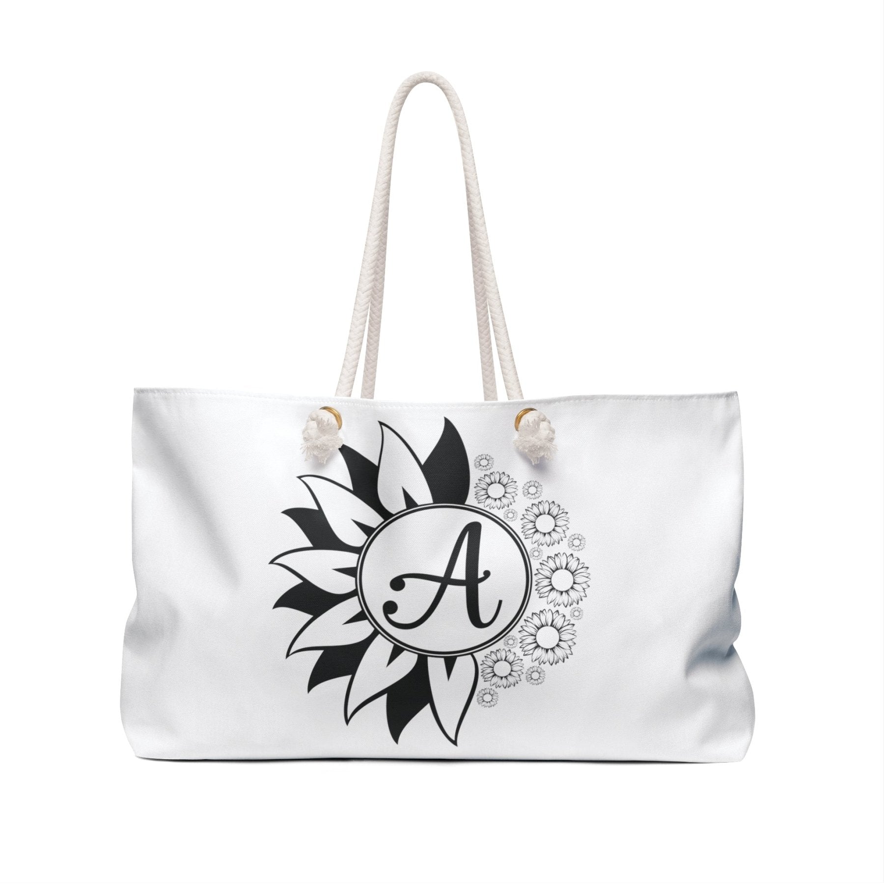 Flower & Sunflowers Personalized Monogram Weekender Bag, Sunflowers - Janlyn's Crafts