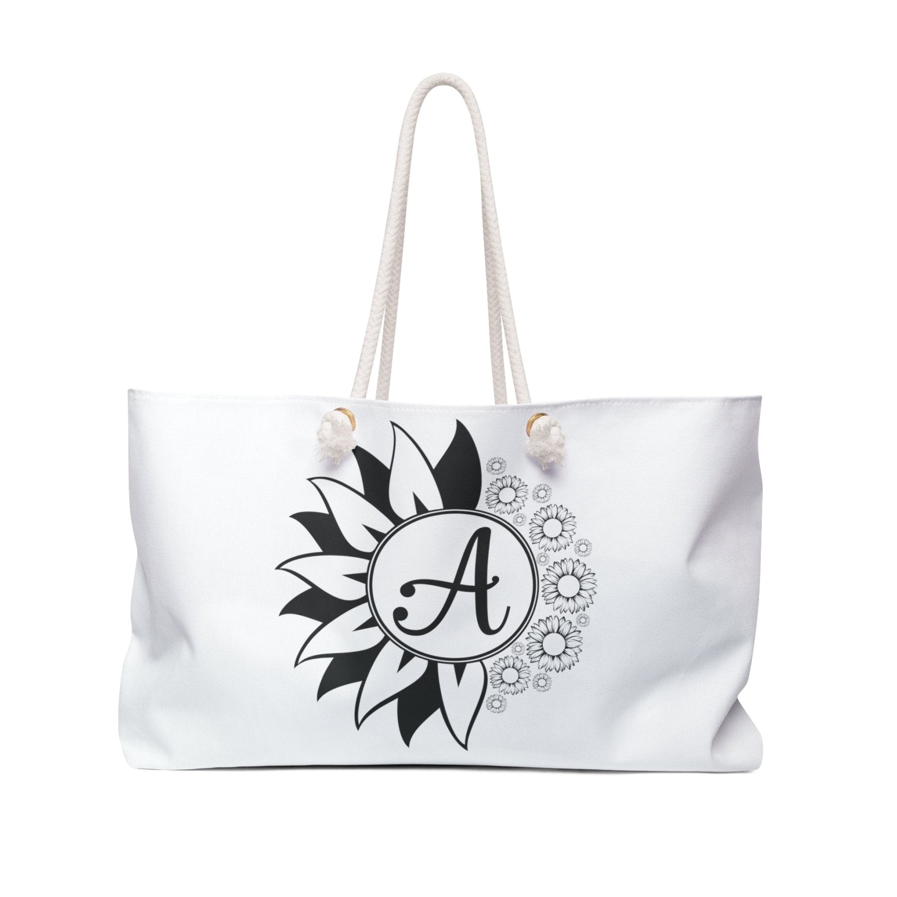 Flower & Sunflowers Personalized Monogram Weekender Bag, Sunflowers - Janlyn's Crafts