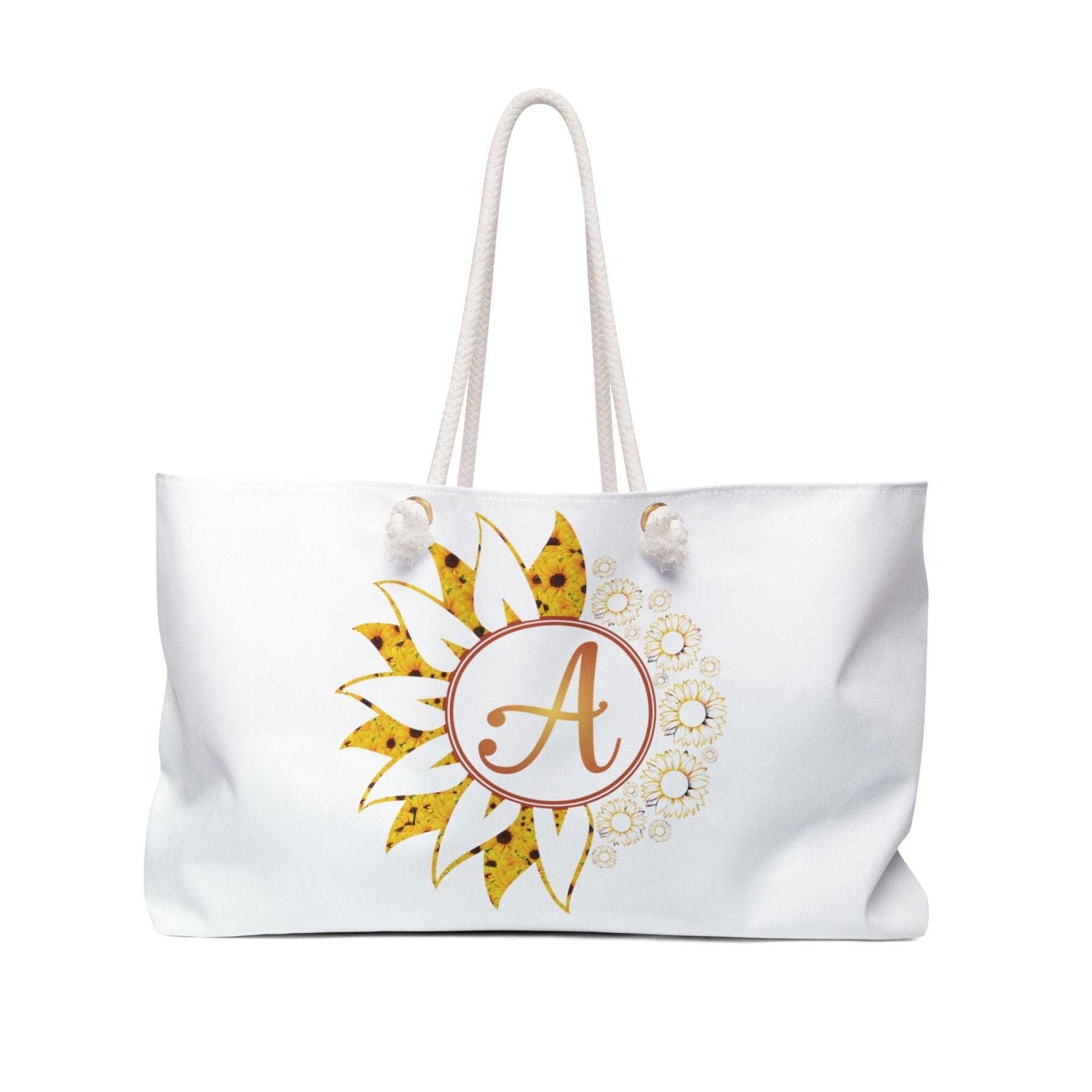 Flower & Sunflowers Personalized Monogram Weekender Bag, Sunflowers Yellow - Janlyn's Crafts