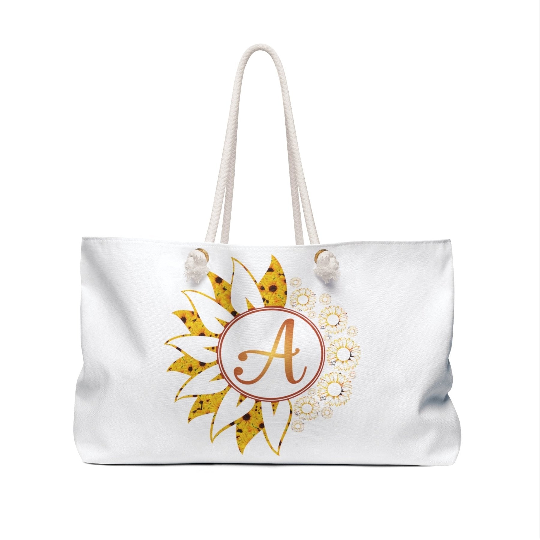 Flower & Sunflowers Personalized Monogram Weekender Bag, Sunflowers Yellow - Janlyn's Crafts