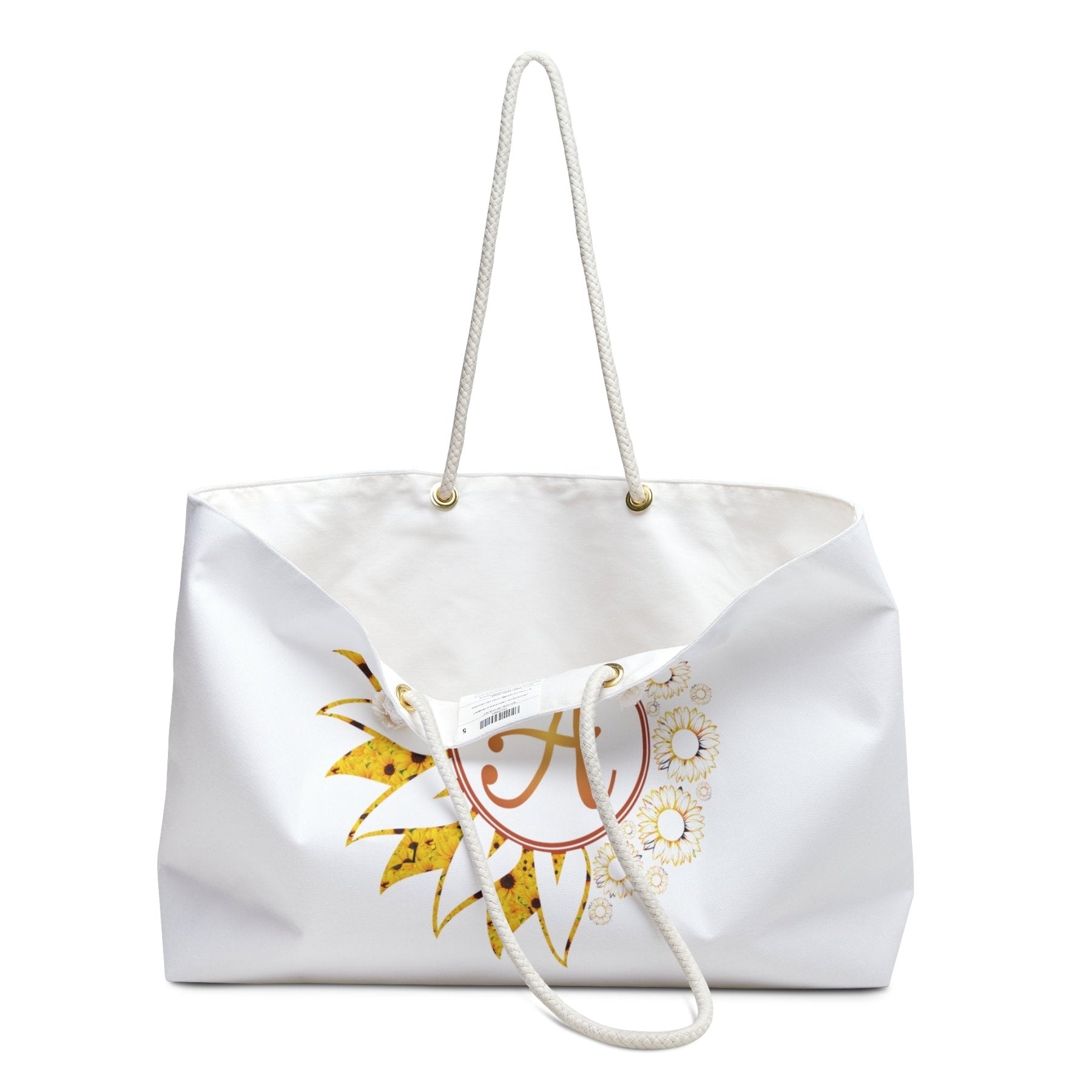 Flower & Sunflowers Personalized Monogram Weekender Bag, Sunflowers Yellow - Janlyn's Crafts