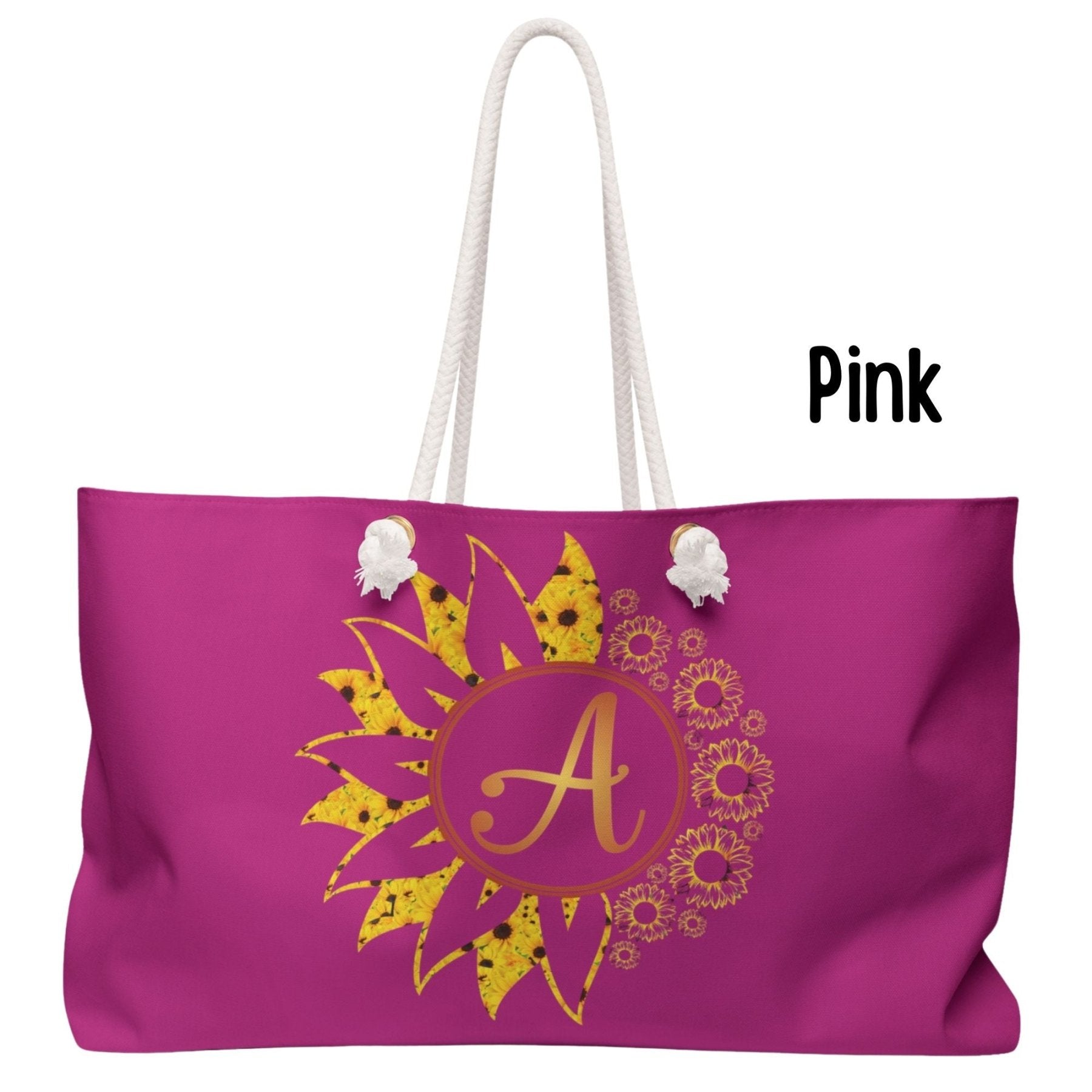 Flower & Sunflowers Personalized Monogram Weekender Bag, Sunflowers Yellow - Janlyn's Crafts