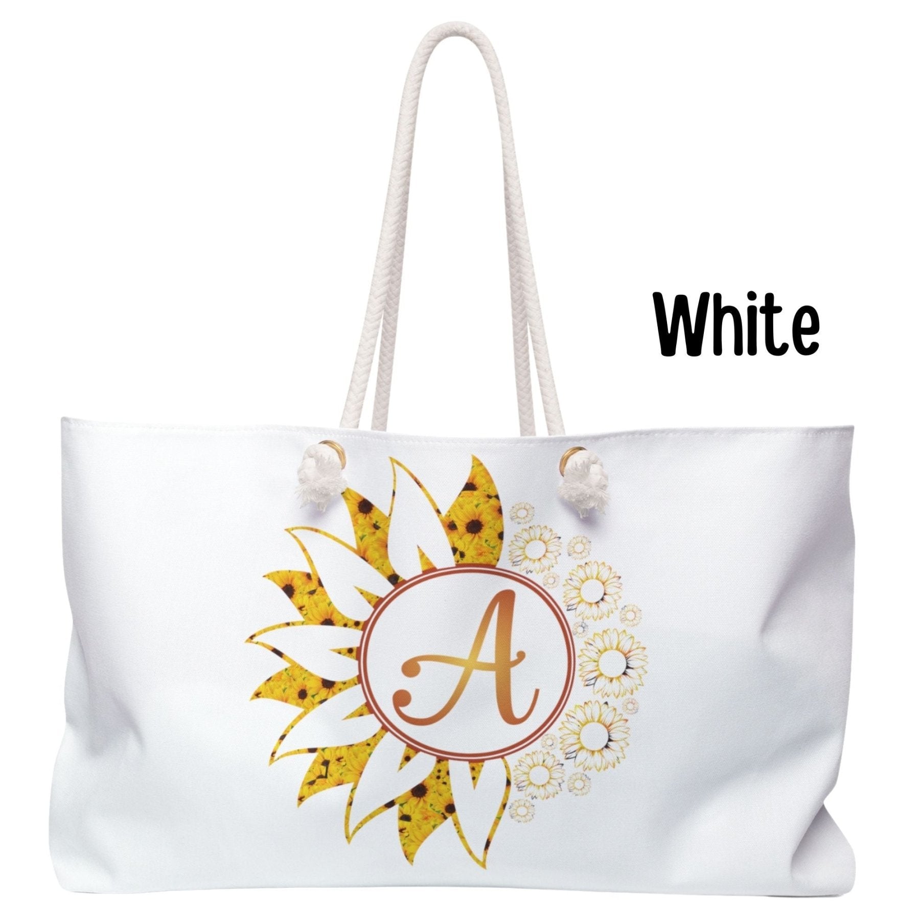 Flower & Sunflowers Personalized Monogram Weekender Bag, Sunflowers Yellow - Janlyn's Crafts