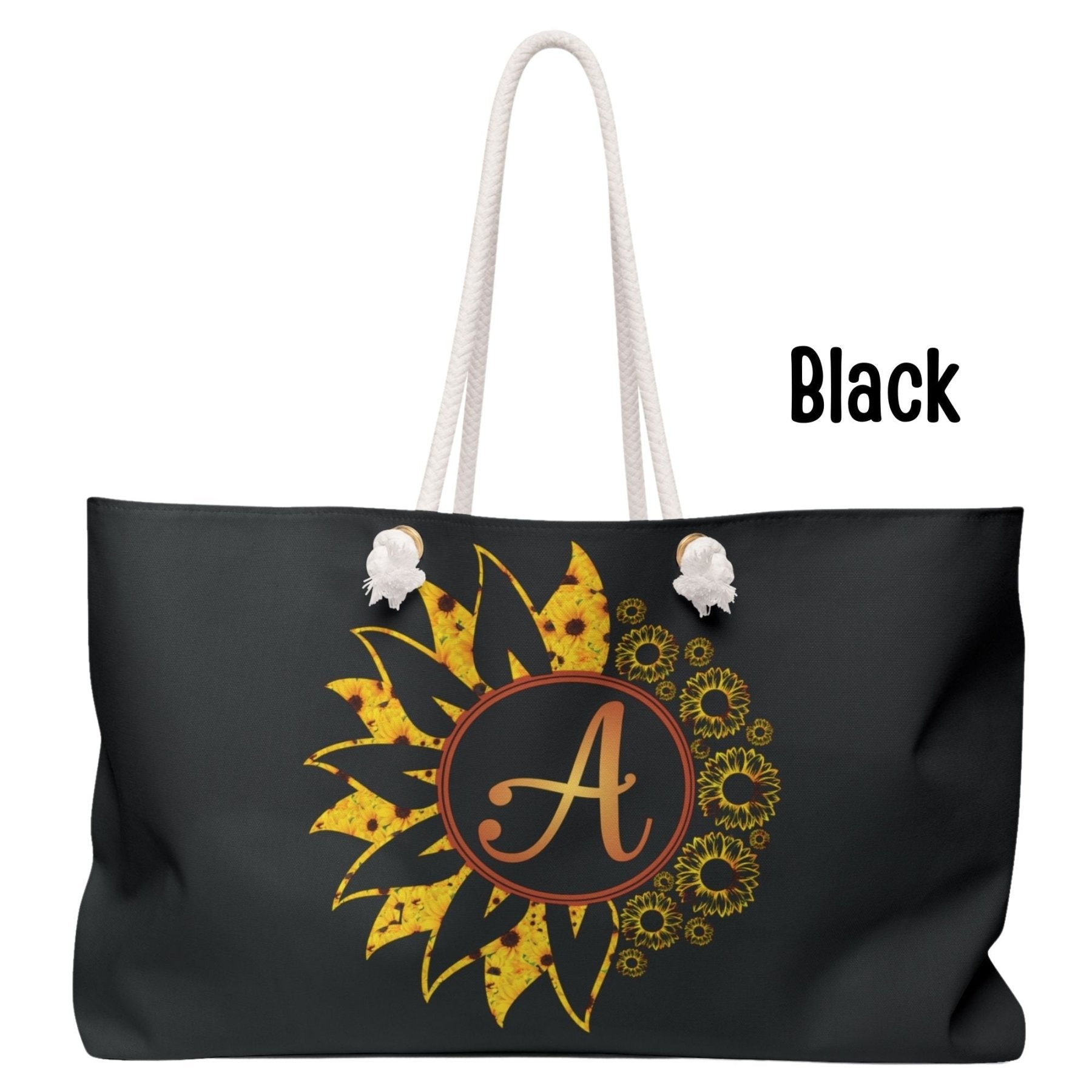 Flower & Sunflowers Personalized Monogram Weekender Bag, Sunflowers Yellow - Janlyn's Crafts