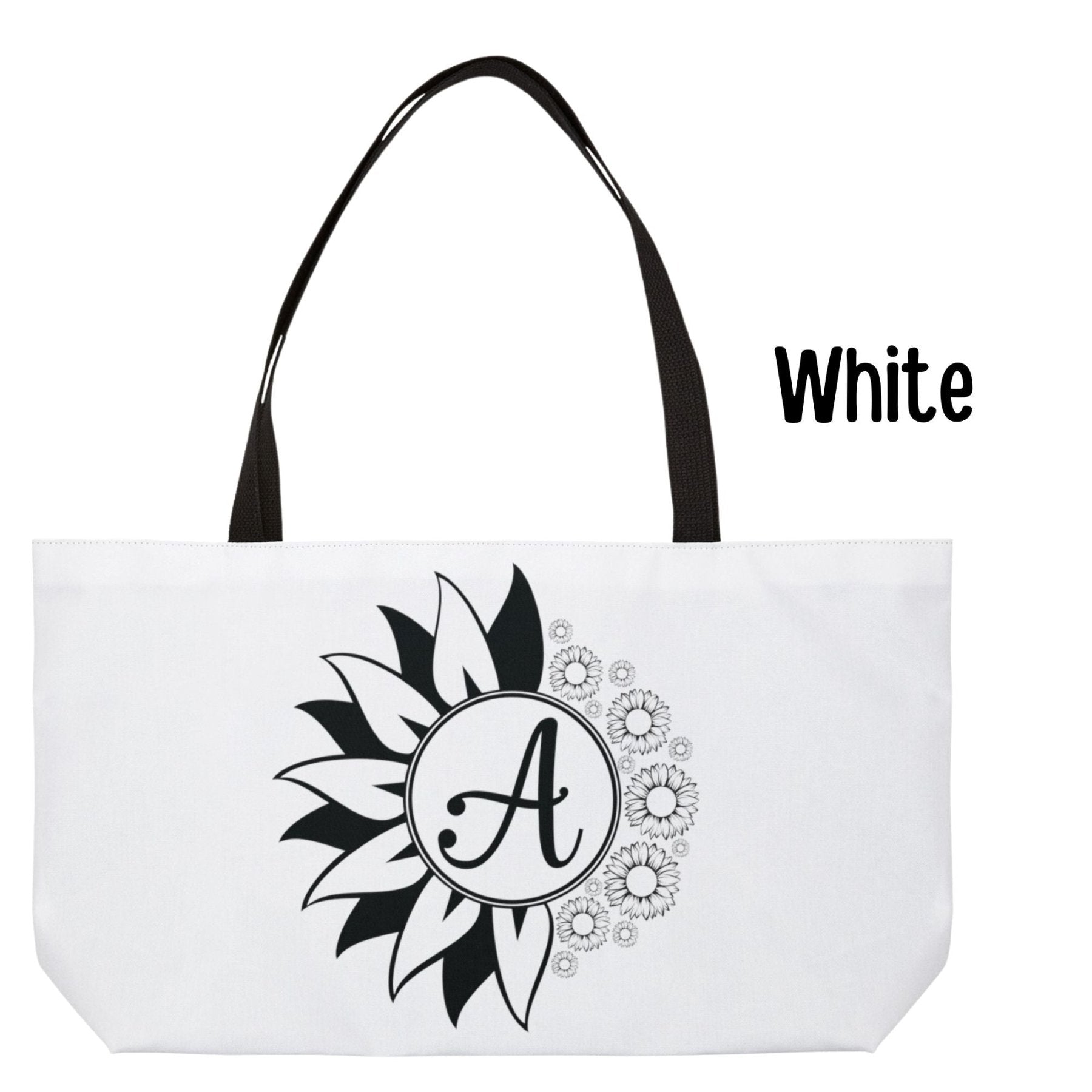 Flower & Sunflowers Personalized Monogram Weekender Tote Bag, Sunflowers - Janlyn's Crafts