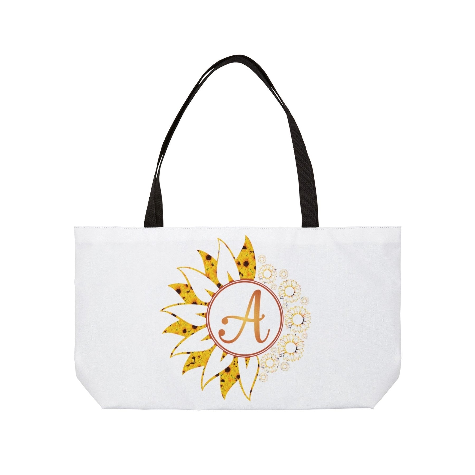 Flower & Sunflowers Personalized Monogram Weekender Tote Bag, Sunflowers Yellow - Janlyn's Crafts