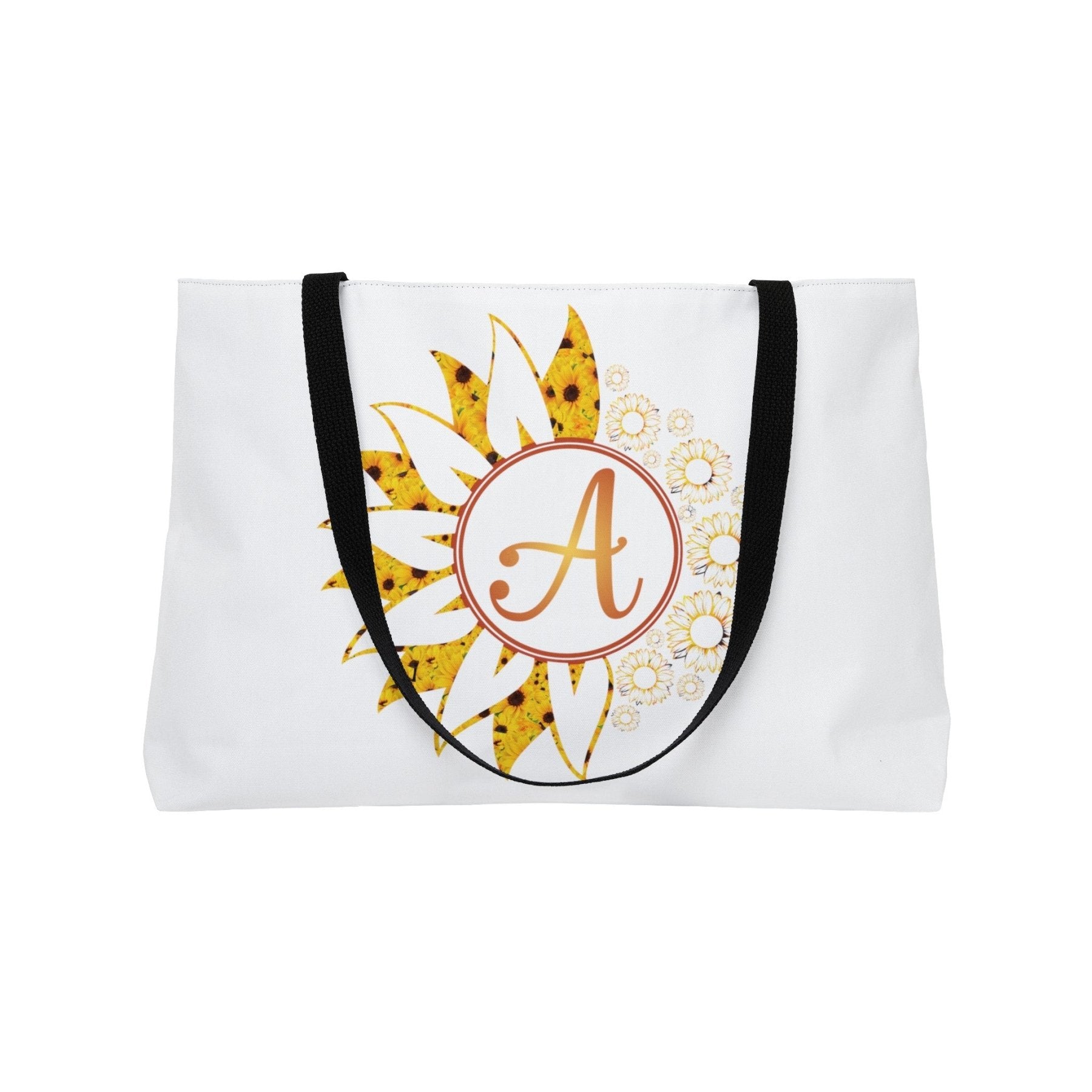 Flower & Sunflowers Personalized Monogram Weekender Tote Bag, Sunflowers Yellow - Janlyn's Crafts