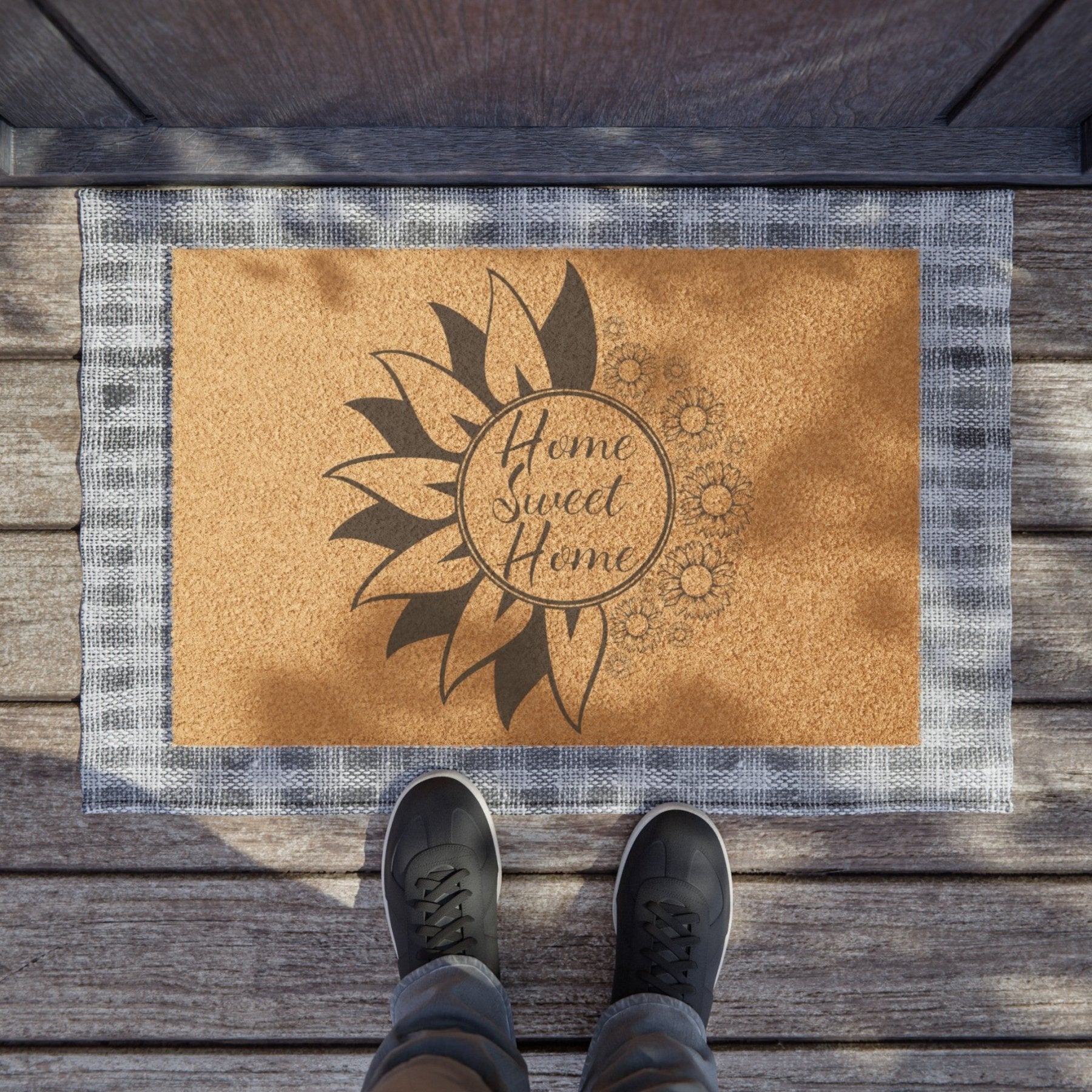 Flowers Coir 24 x 16" Doormat, Home Sweet Home - Janlyn's Crafts