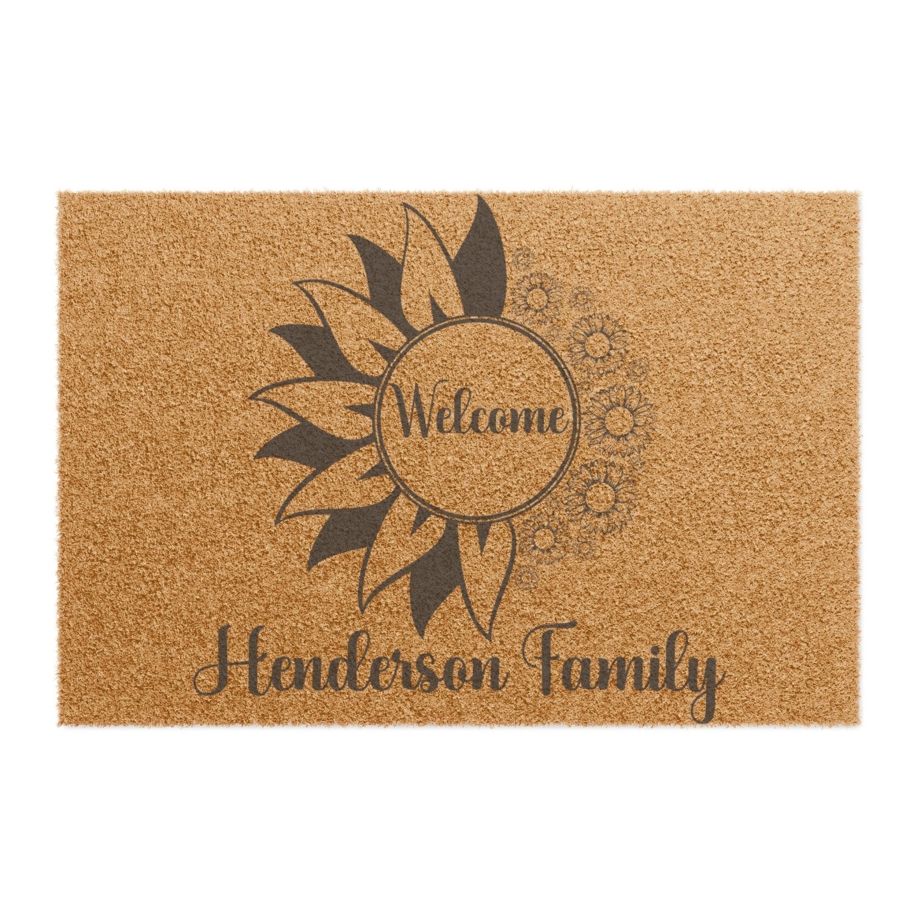 Flowers Coir 24 x 16" Doormat, Welcome Name Family - Janlyn's Crafts