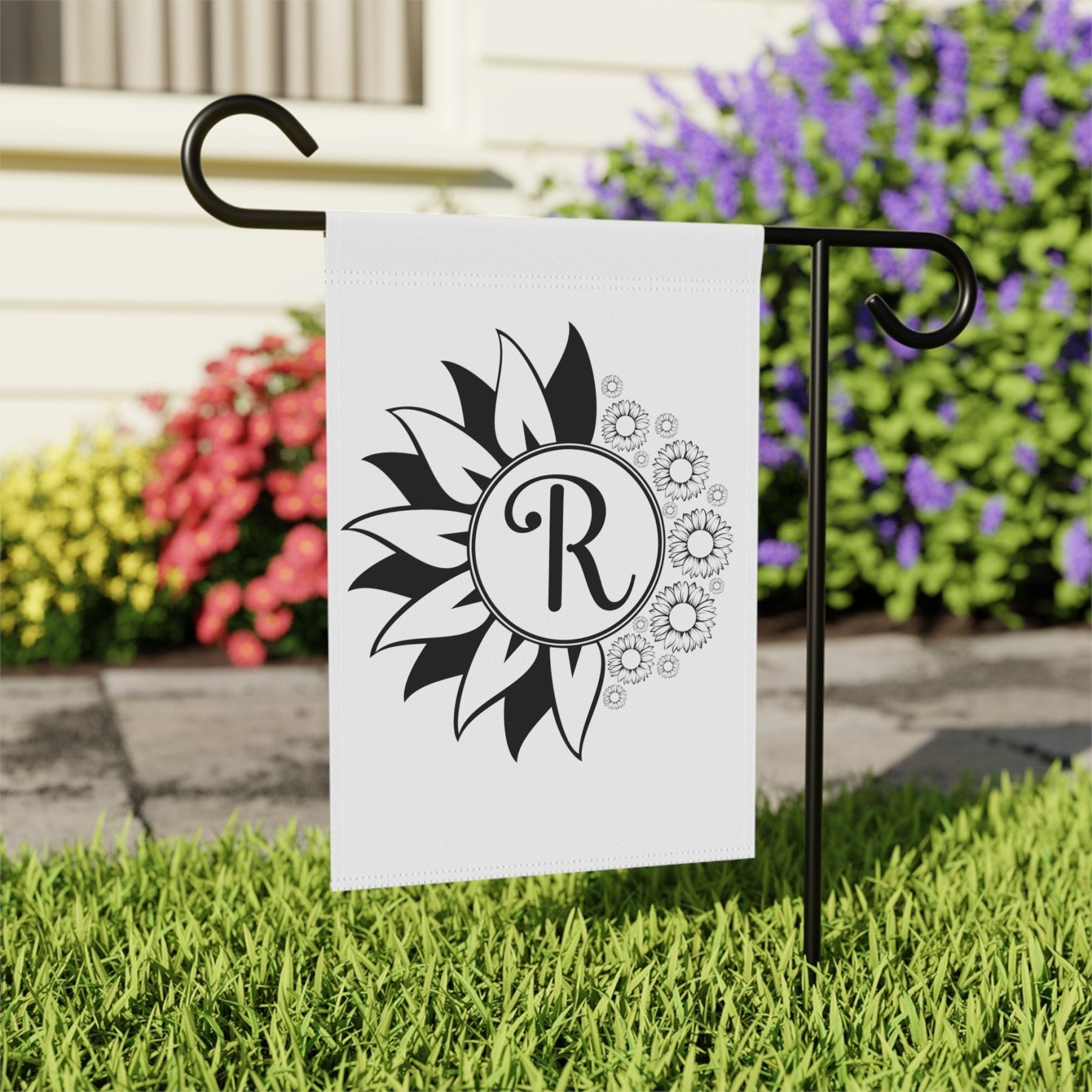 Flowers Garden, Lawn, House, Monogram - Janlyn's Crafts