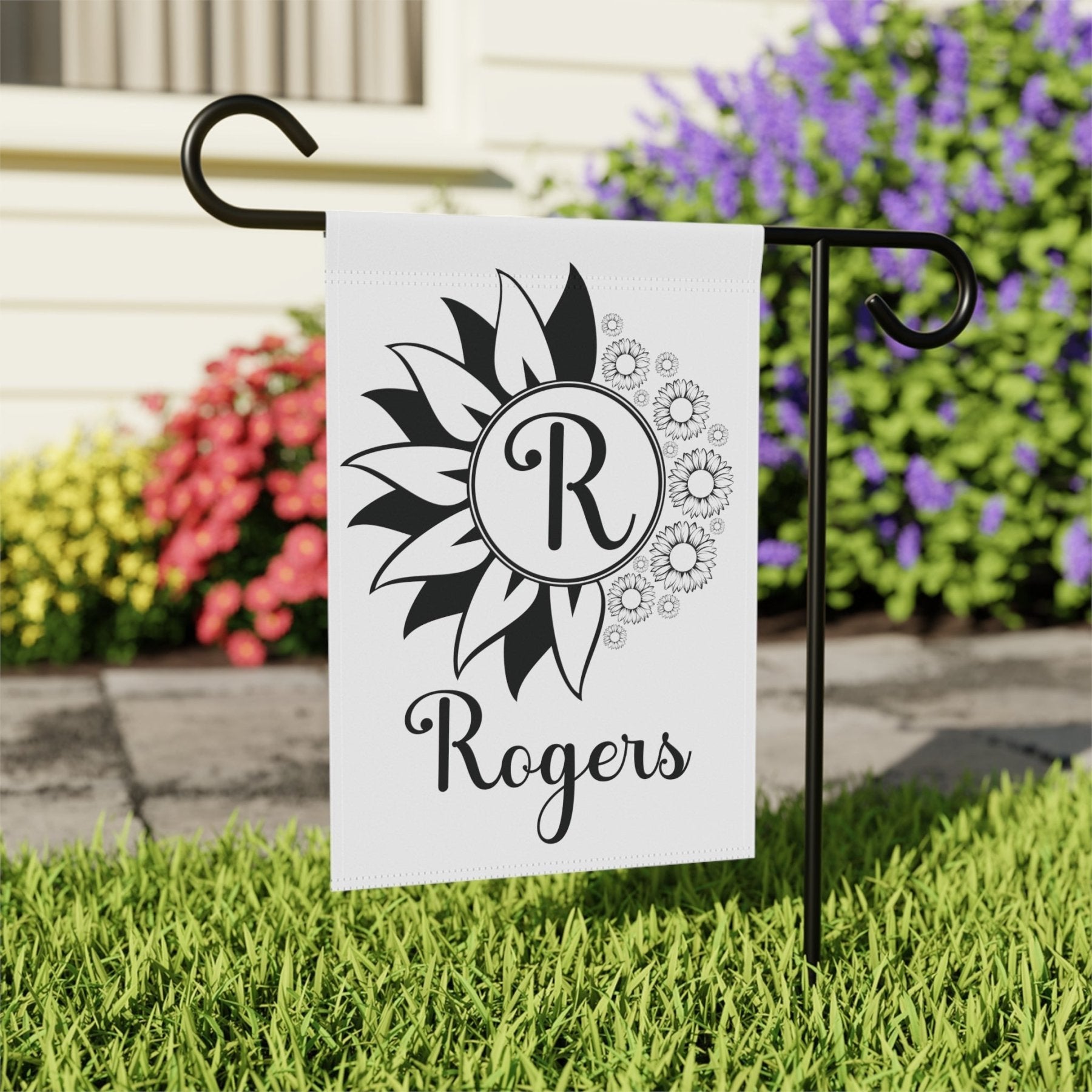 Flowers Garden, Lawn, House, Monogram Name - Janlyn's Crafts