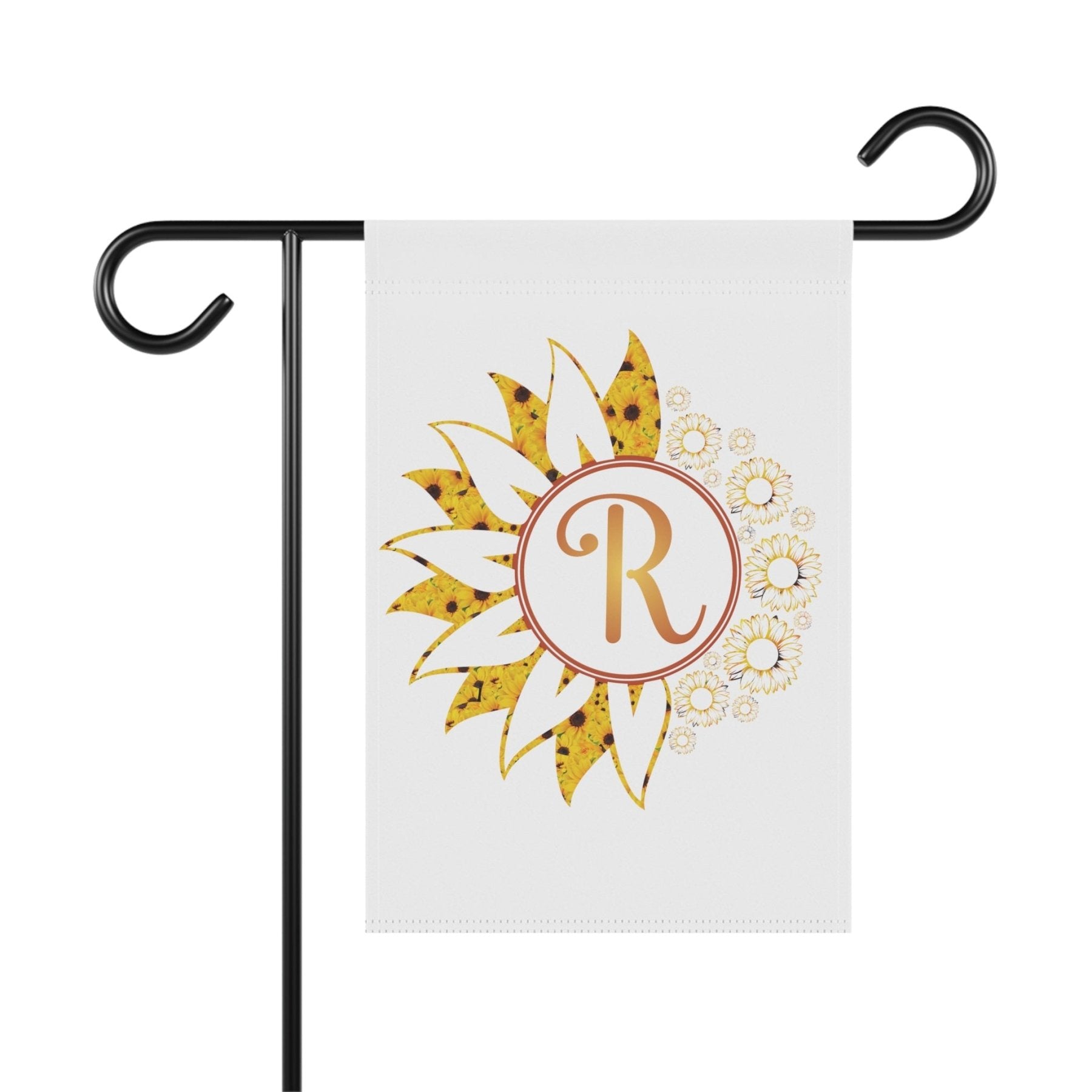 Flowers Garden, Lawn, House, Sunflowers Monogram Flag - Janlyn's Crafts