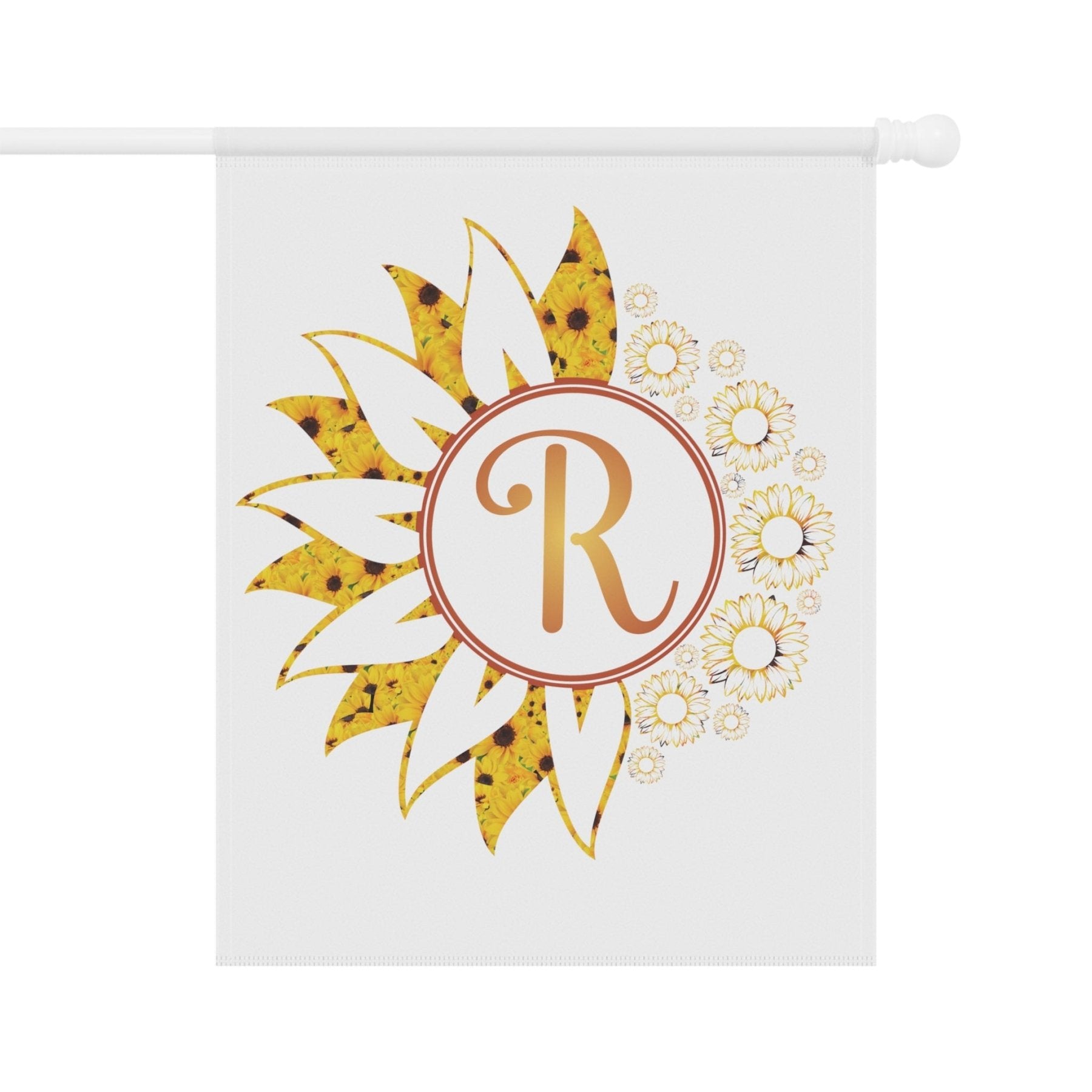 Flowers Garden, Lawn, House, Sunflowers Monogram Flag - Janlyn's Crafts