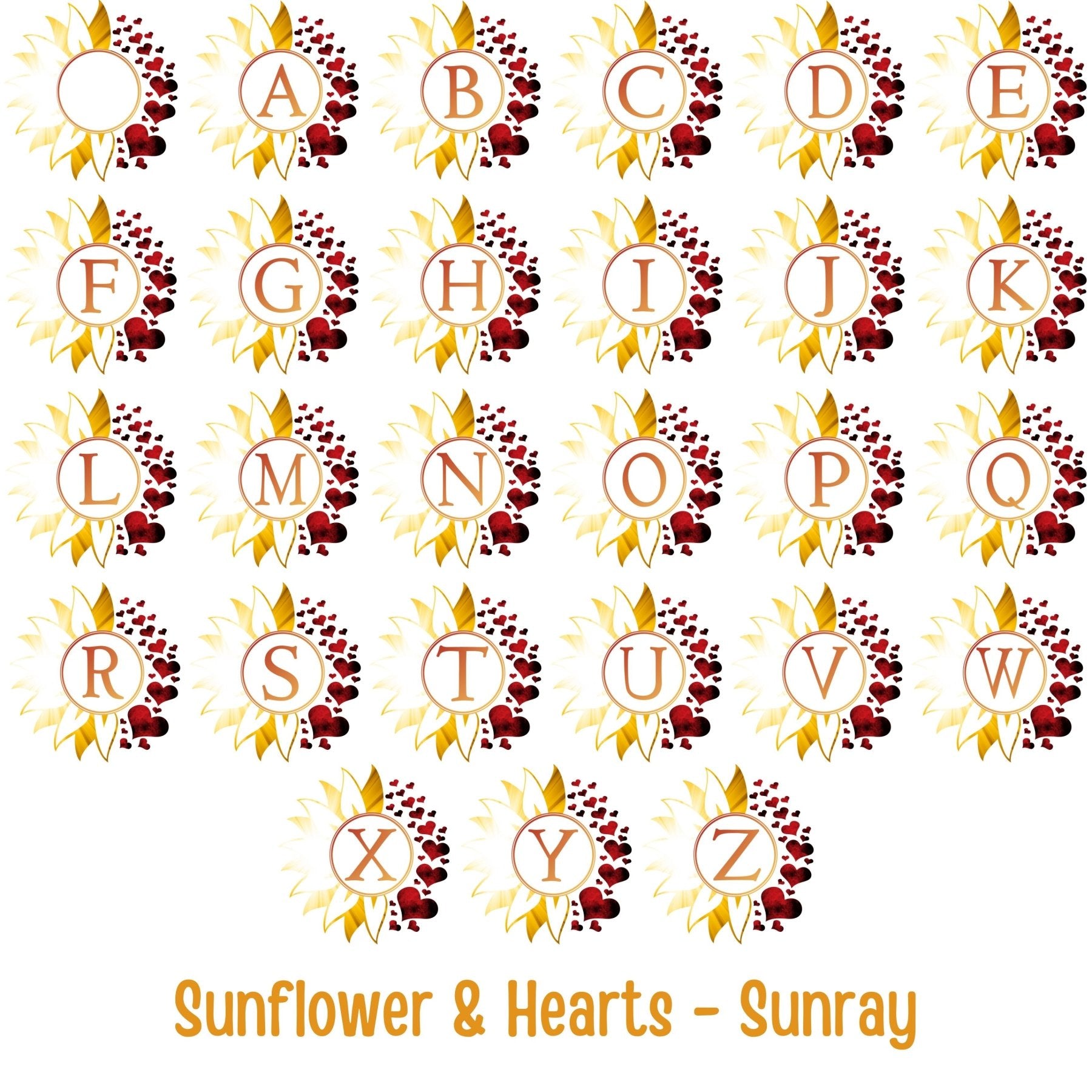 Flowers & Hearts Personalized Monogram Luggage Tag, Sunray & Red Hearts - Janlyn's Crafts