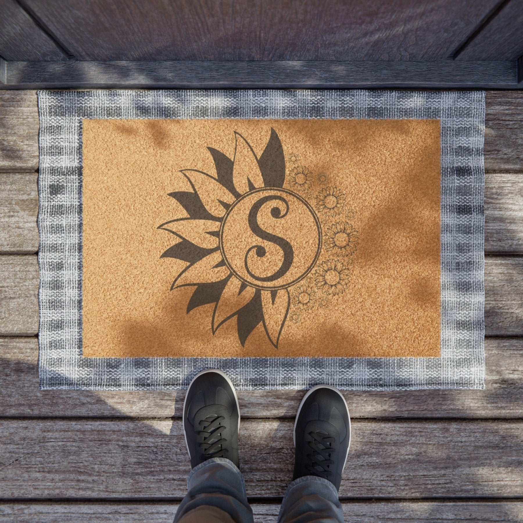 Flowers Monogram Coir 24 x 16" Doormat - Janlyn's Crafts