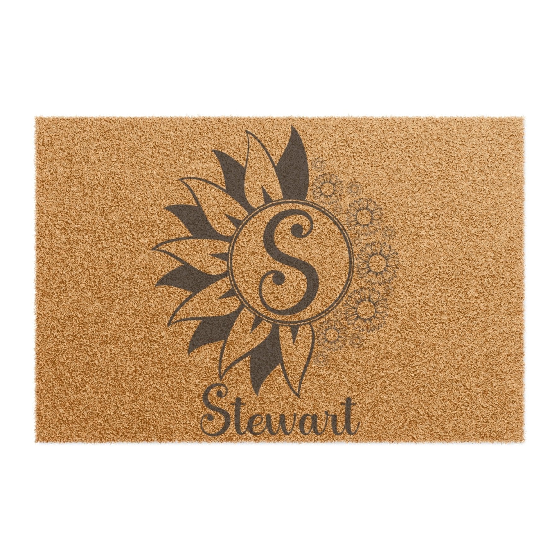 Flowers Personalized Monogram Coir 24 x 16" Doormat, Name - Janlyn's Crafts