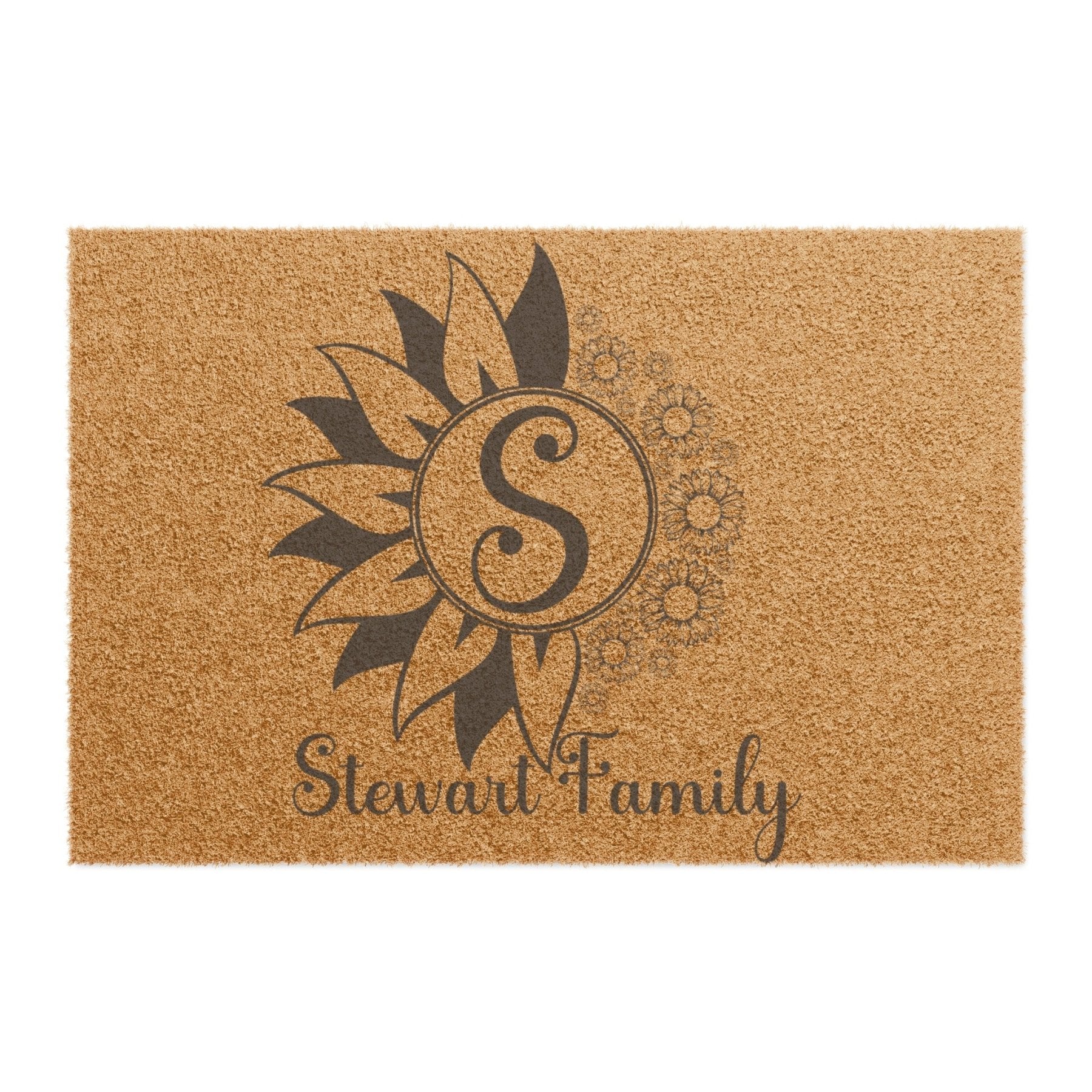 Flowers Personalized Monogram Coir 24 x 16" Doormat, Name Family - Janlyn's Crafts