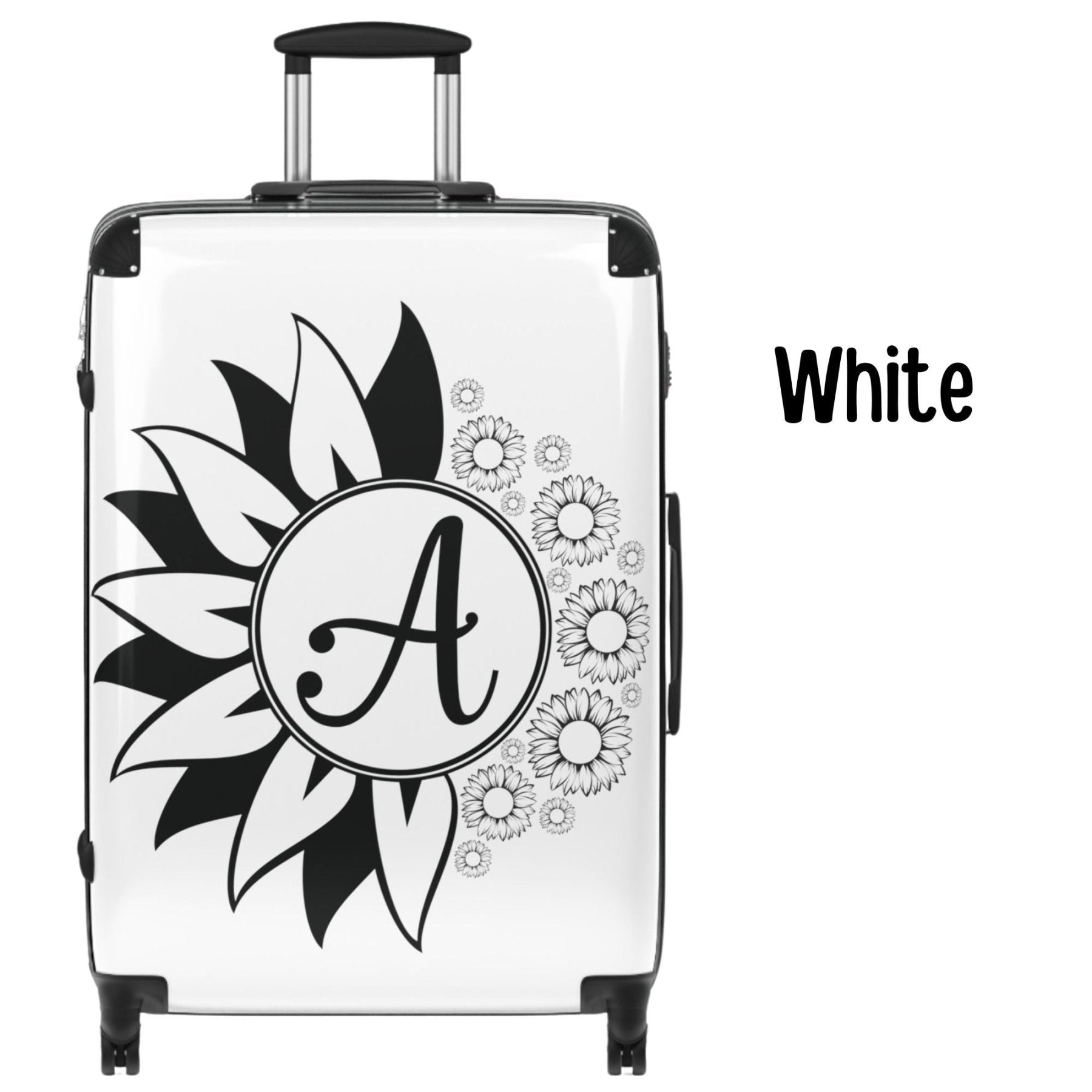 Flowers Personalized Monogram Suitcase, Sunflowers - Janlyn's Crafts