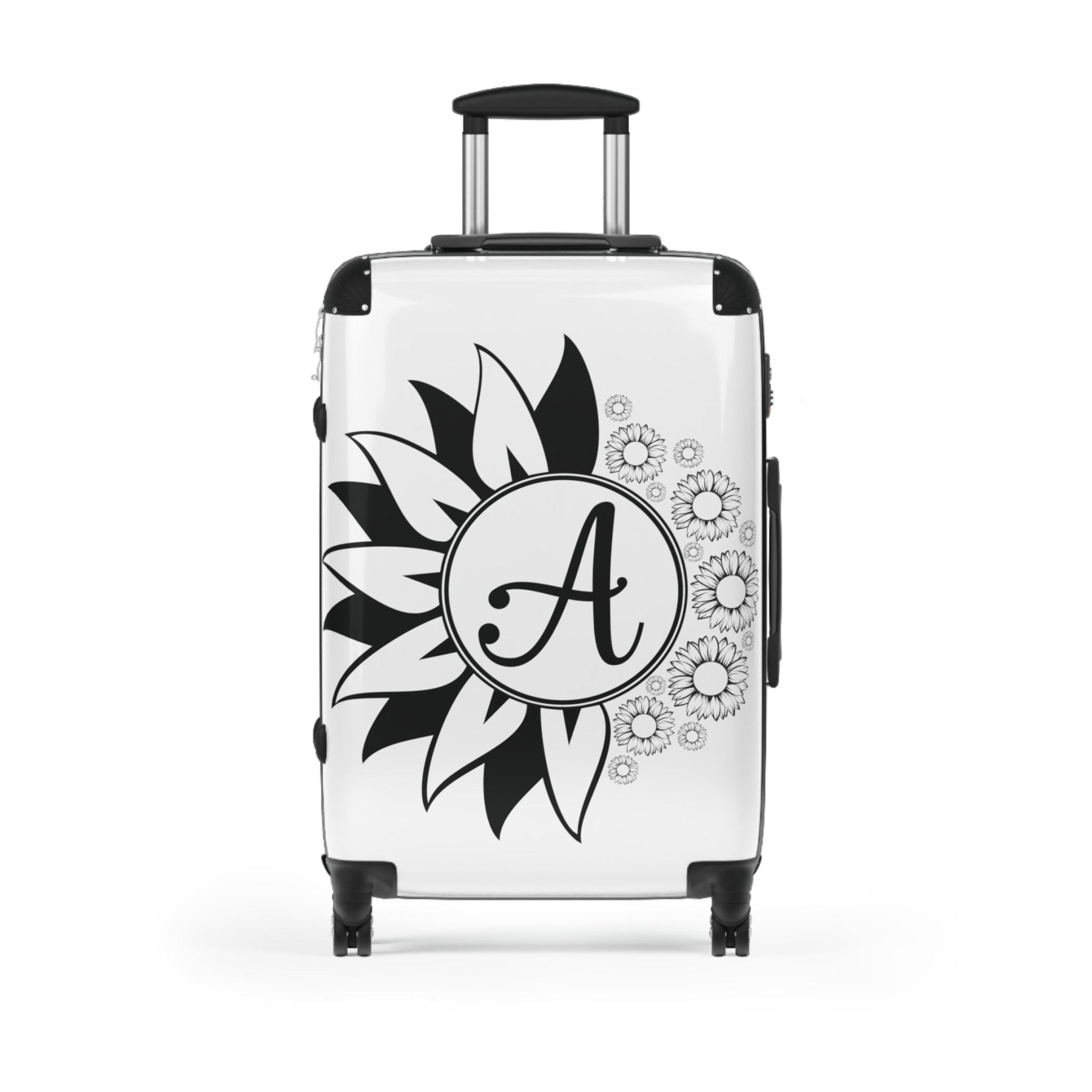 Flowers Personalized Monogram Suitcase, Sunflowers - Janlyn's Crafts