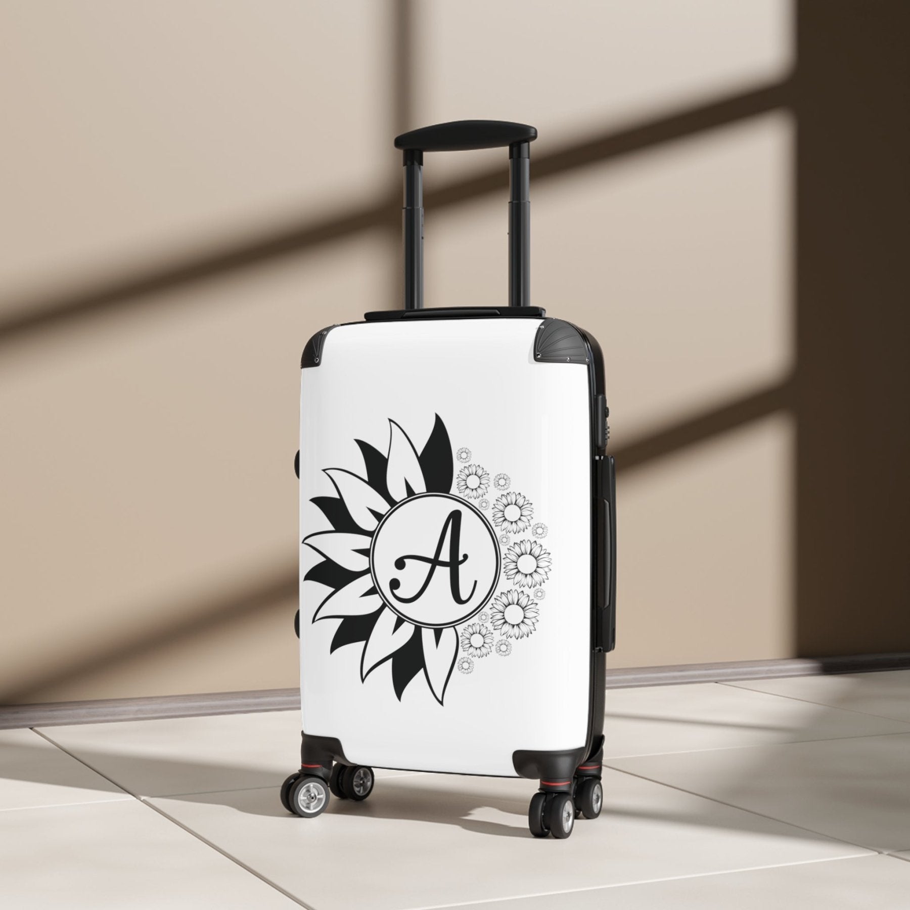 Flowers Personalized Monogram Suitcase, Sunflowers - Janlyn's Crafts