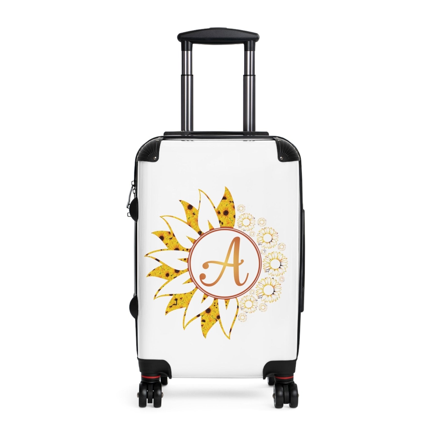 Flowers Personalized Monogram Suitcase, Yellow Sunflowers - Janlyn's Crafts