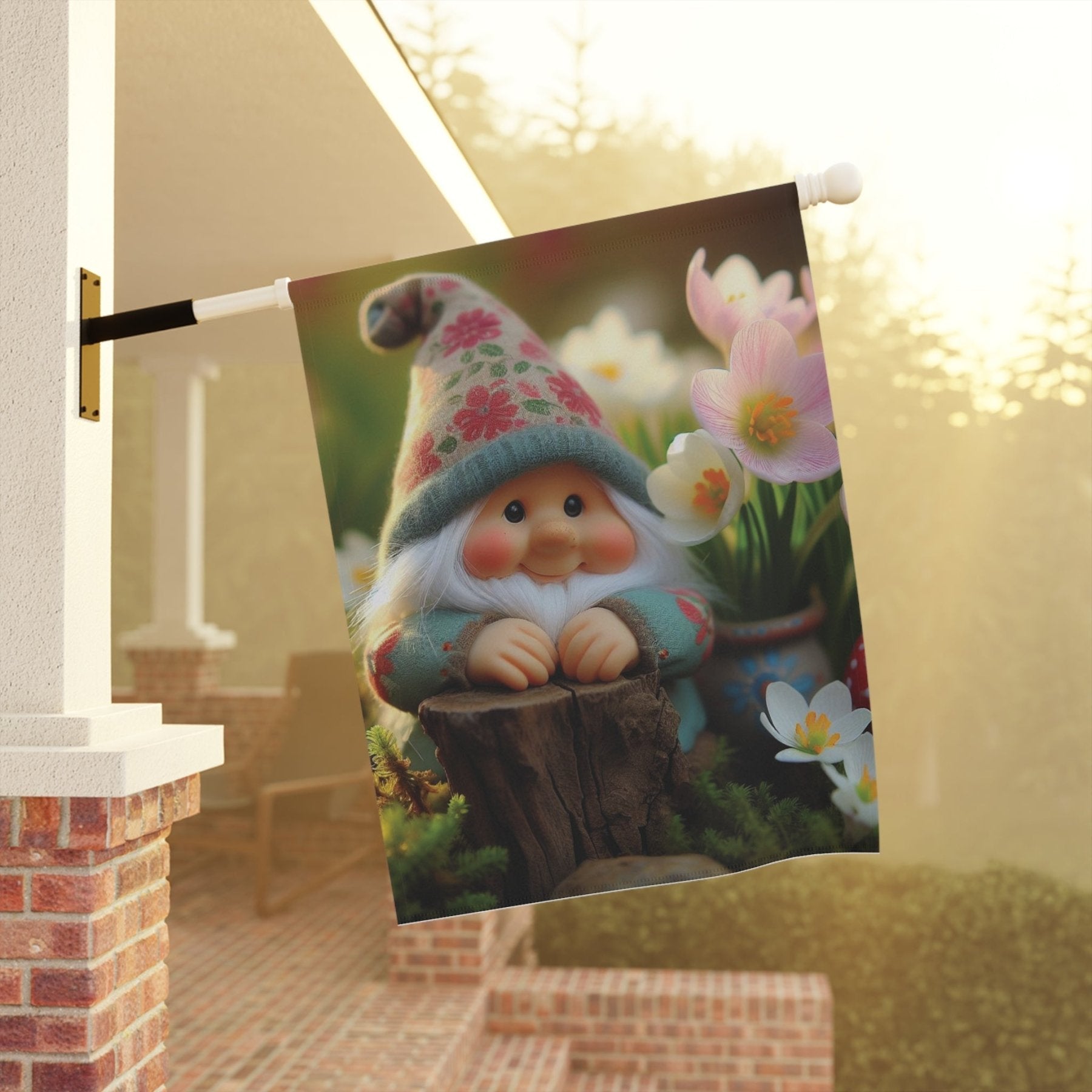 Garden Flag, Lawn Flag, House Flag, Home Flag, Gnome [1] - Janlyn's Crafts